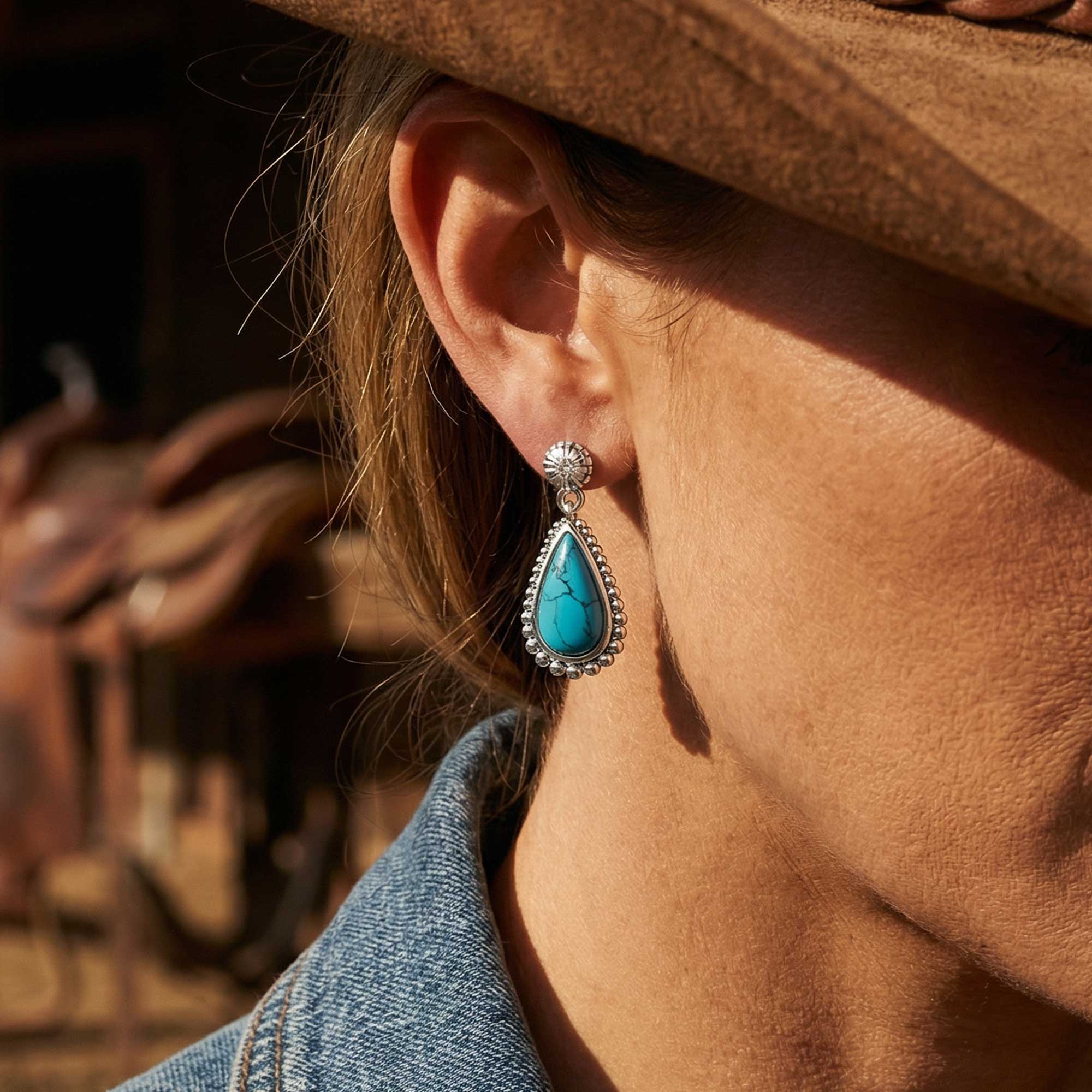 Desert Teardrop Earrings - Turquoise