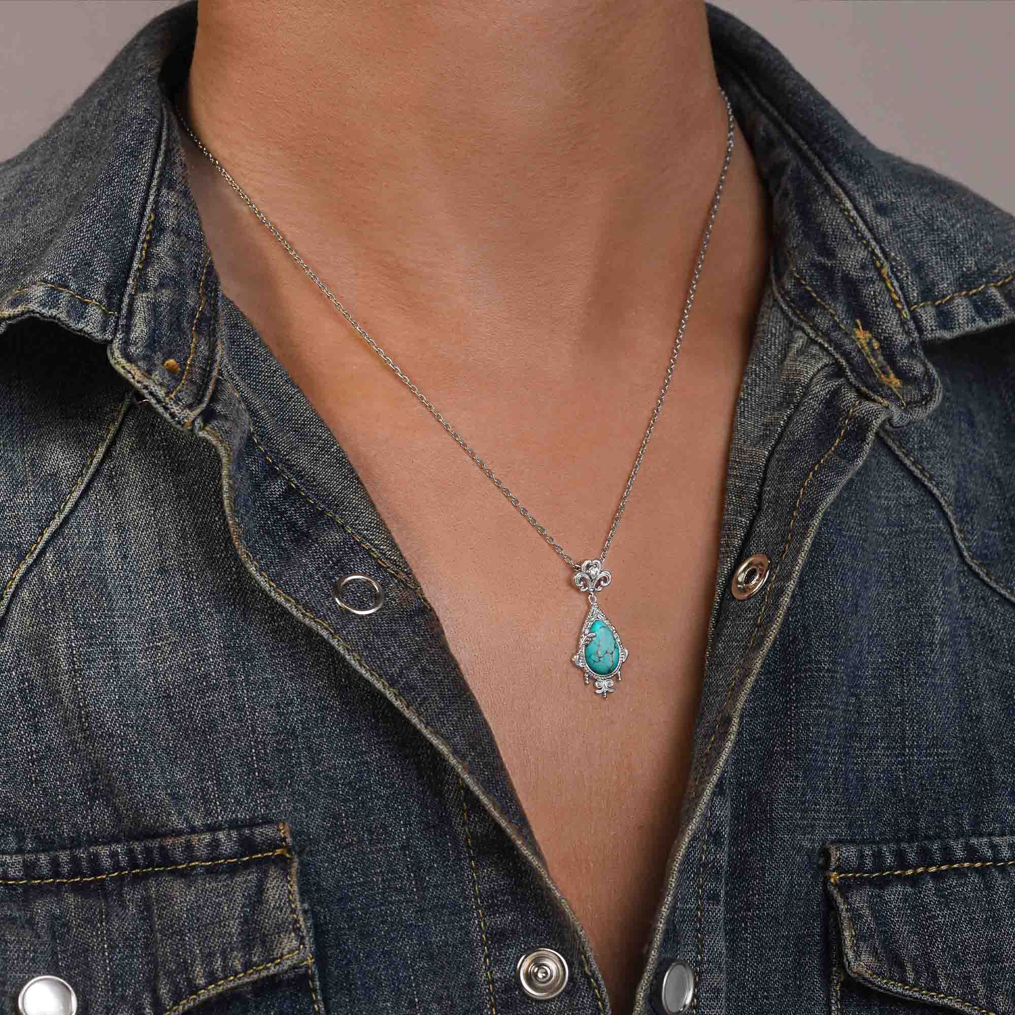 Desert Teardrop Necklace - Turquoise