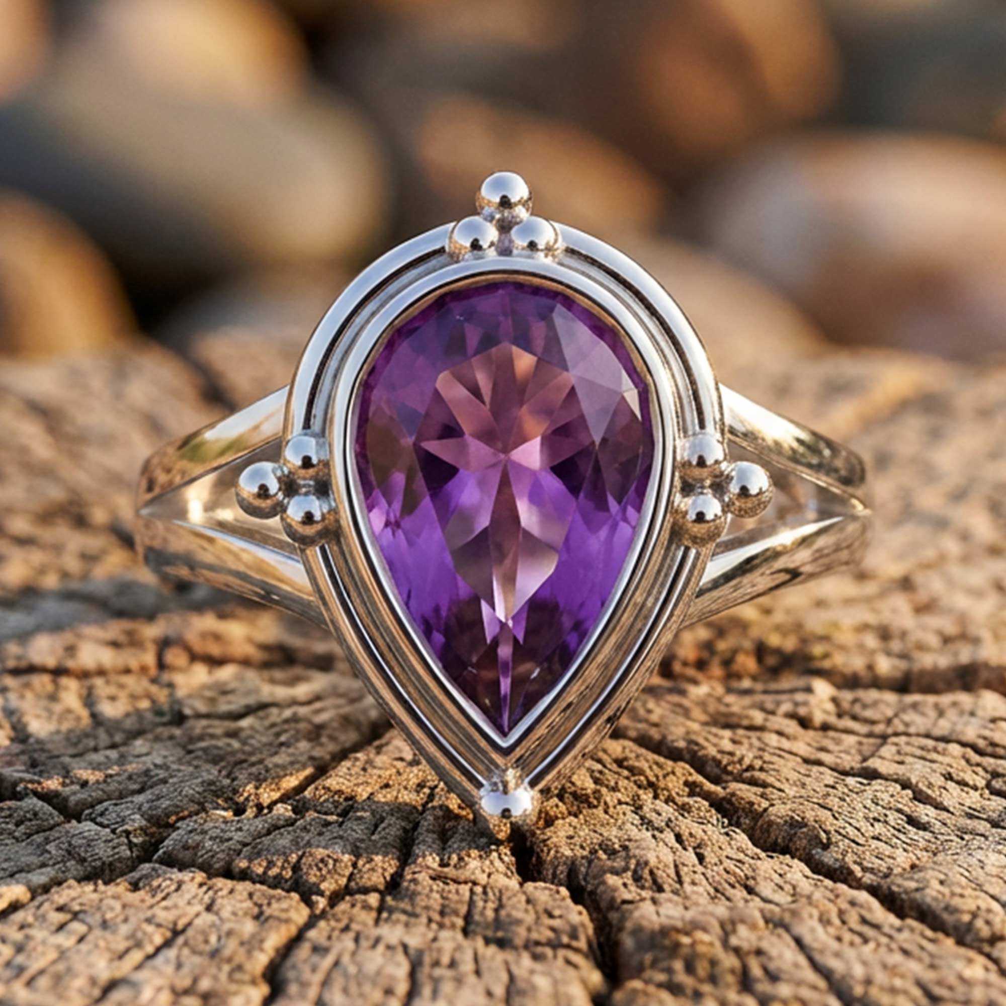 Desert Tears Ring - Amethyst