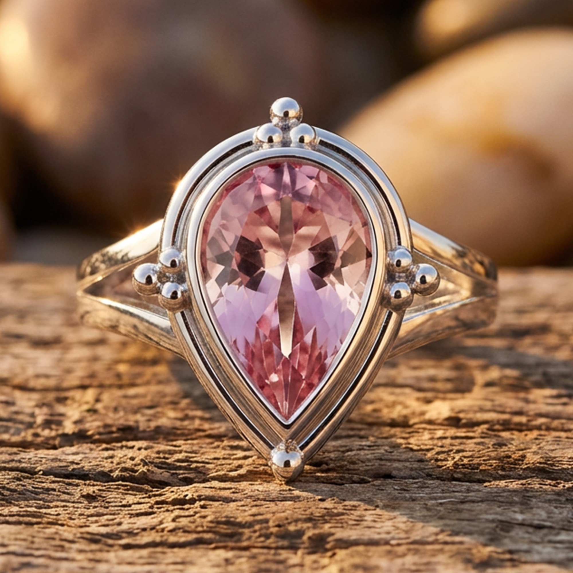 Desert Tears Ring - Rose Quartz
