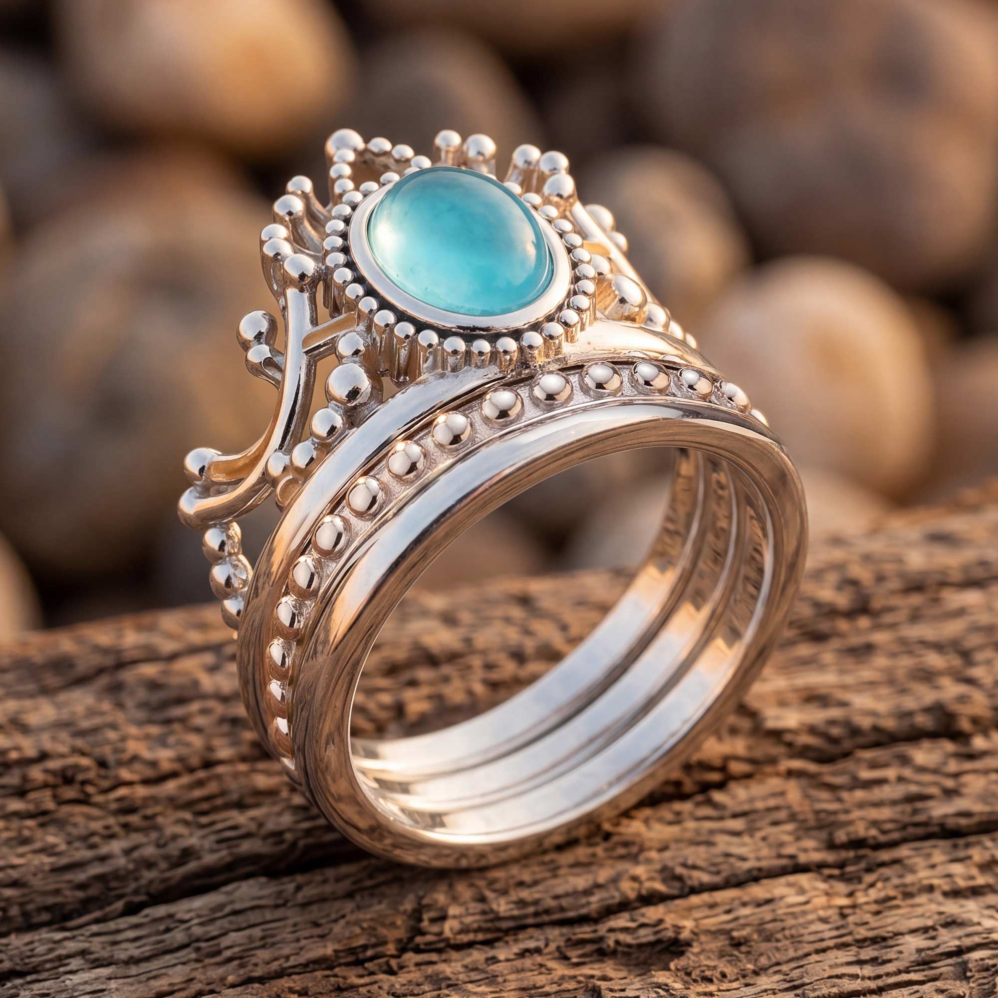Dustland Crown Ring - Aquamarine