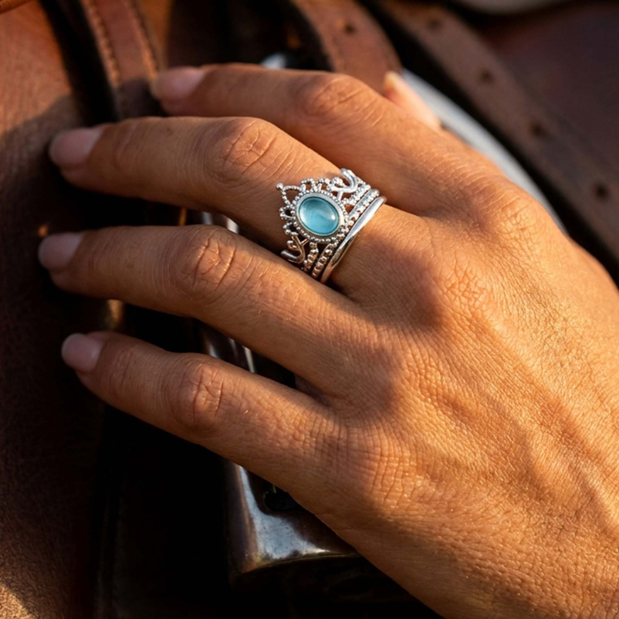 Dustland Crown Ring - Aquamarine