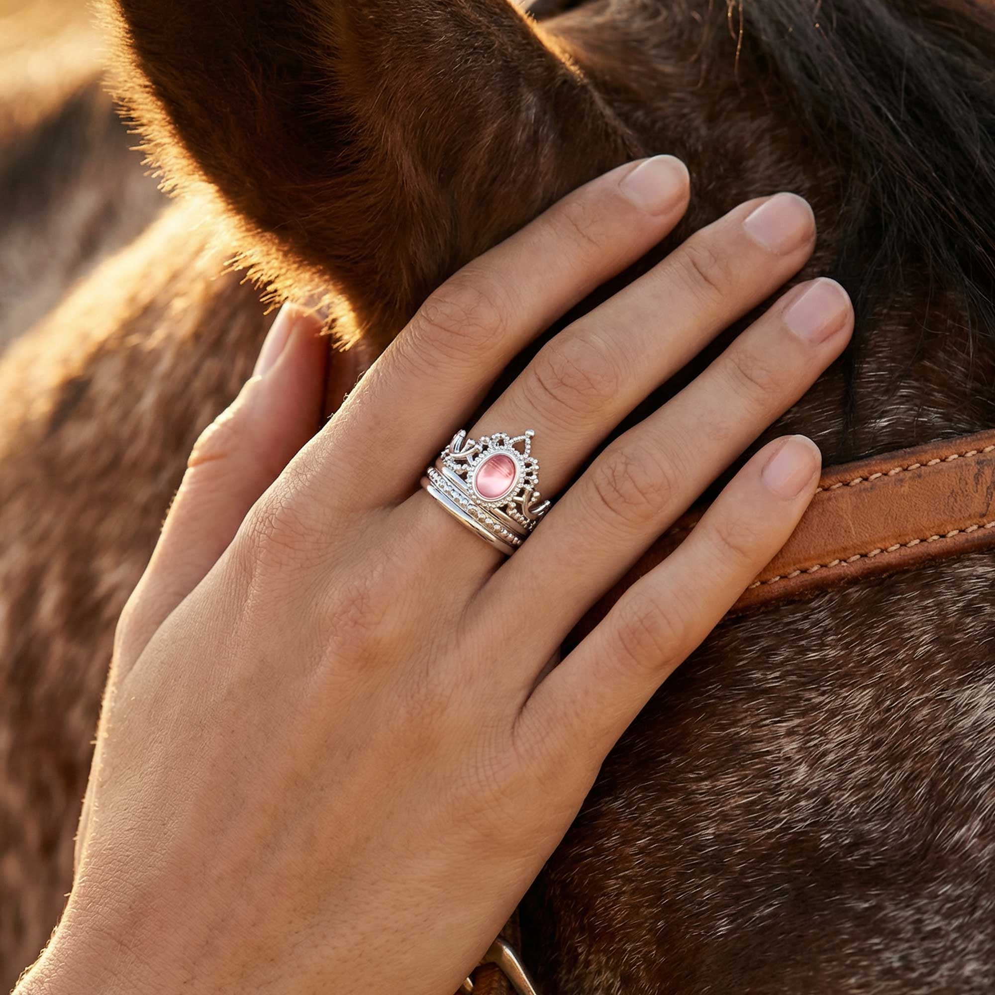Dustland Crown Ring - Rose Quartz