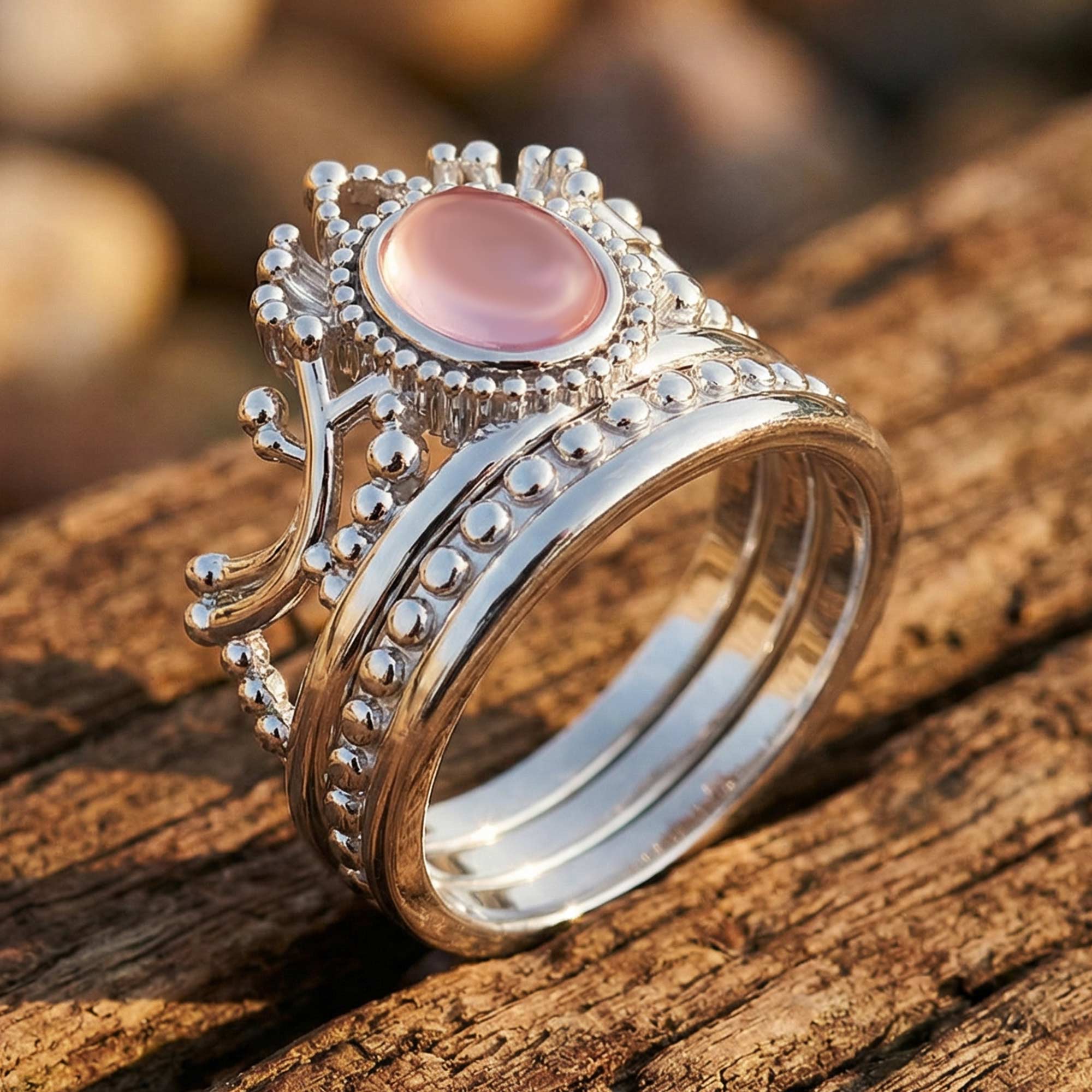 Dustland Crown Ring - Rose Quartz