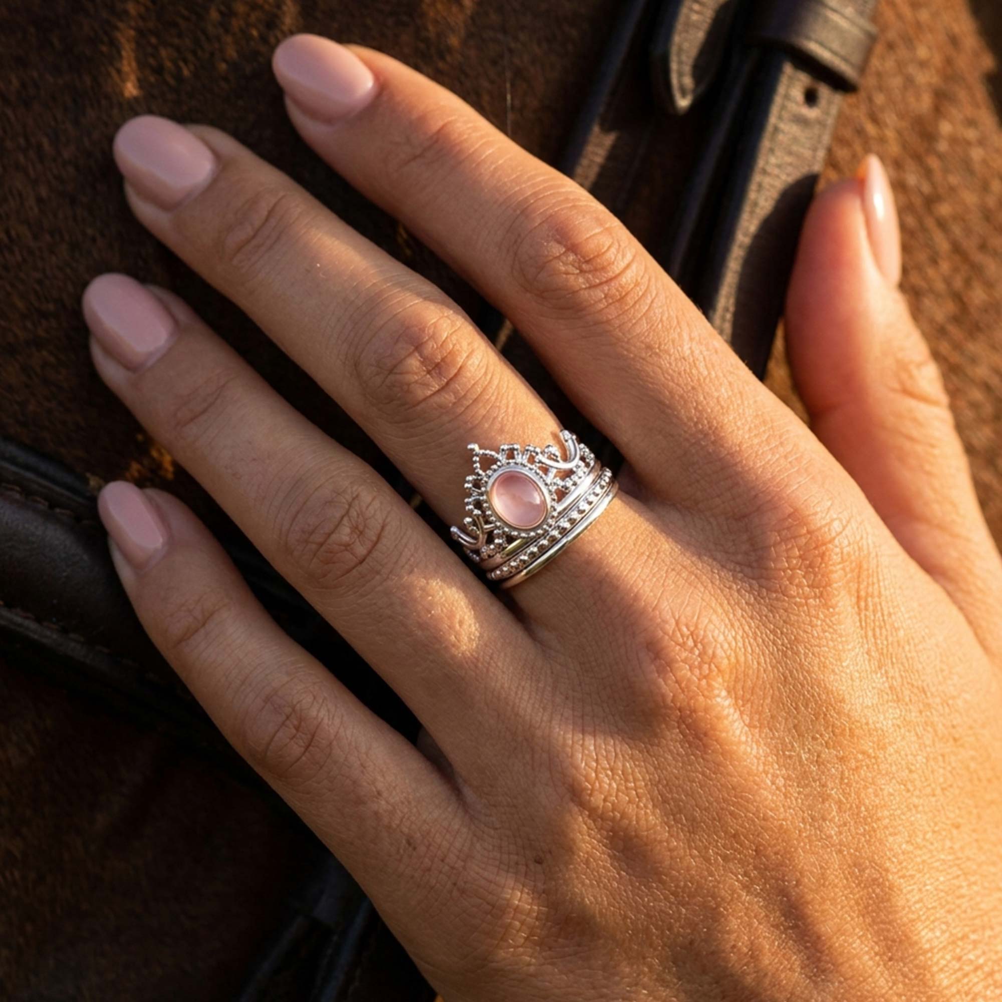 Dustland Crown Ring - Rose Quartz