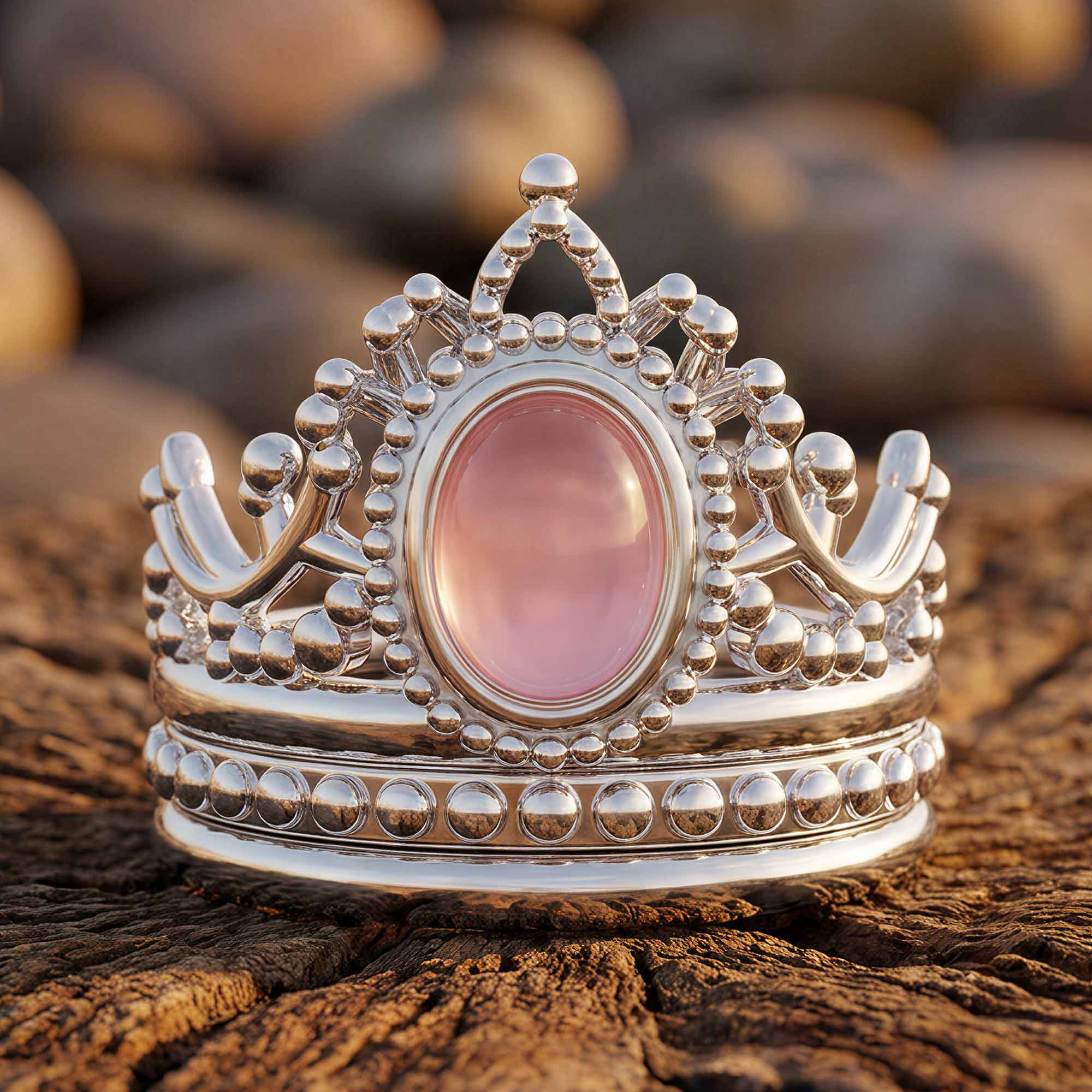 Dustland Crown Ring - Rose Quartz