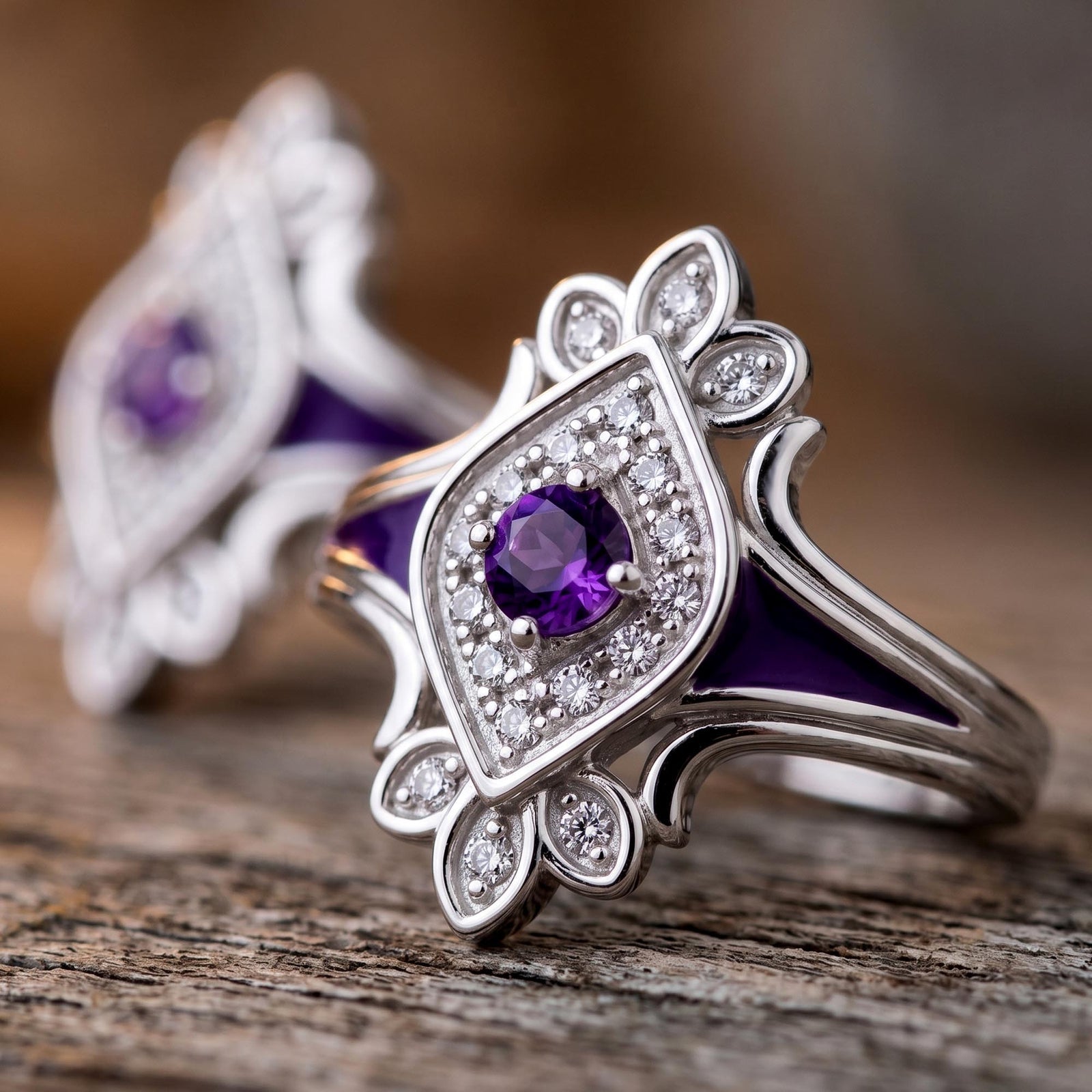 Eagle's Feather Earrings - Amethyst