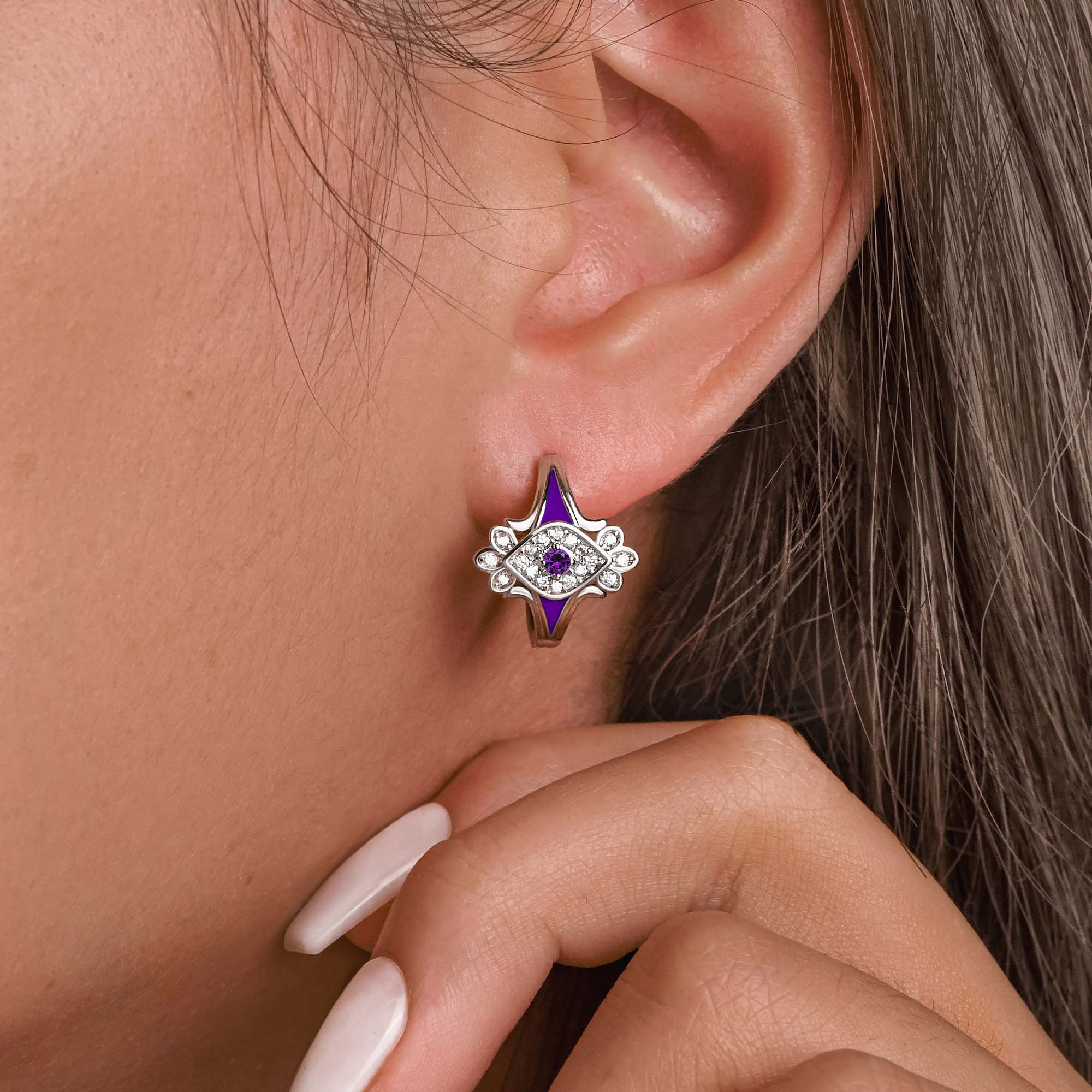 Eagle's Feather Earrings - Amethyst