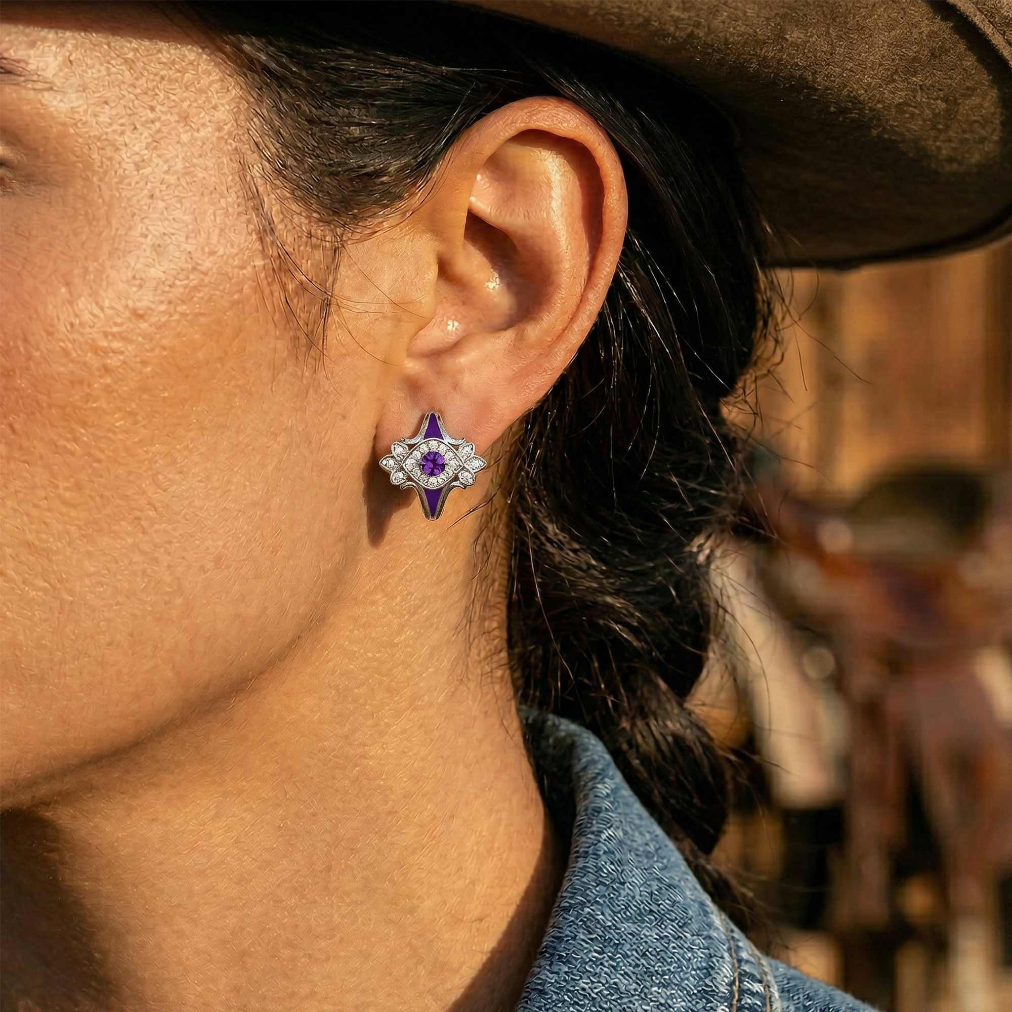 Eagle's Feather Earrings - Amethyst