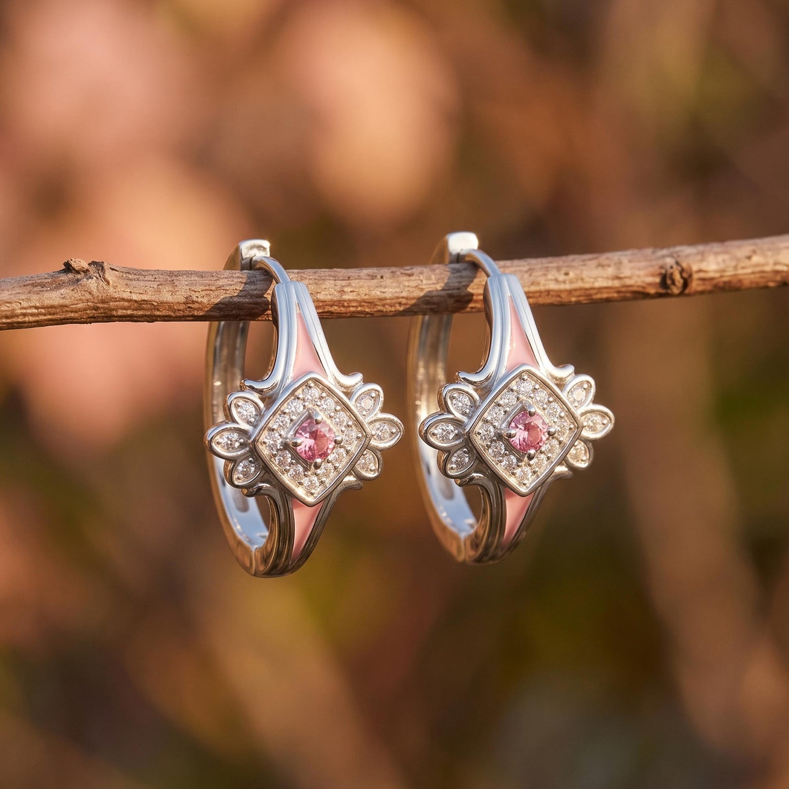 Eagle's Feather Earrings - Rose Quartz