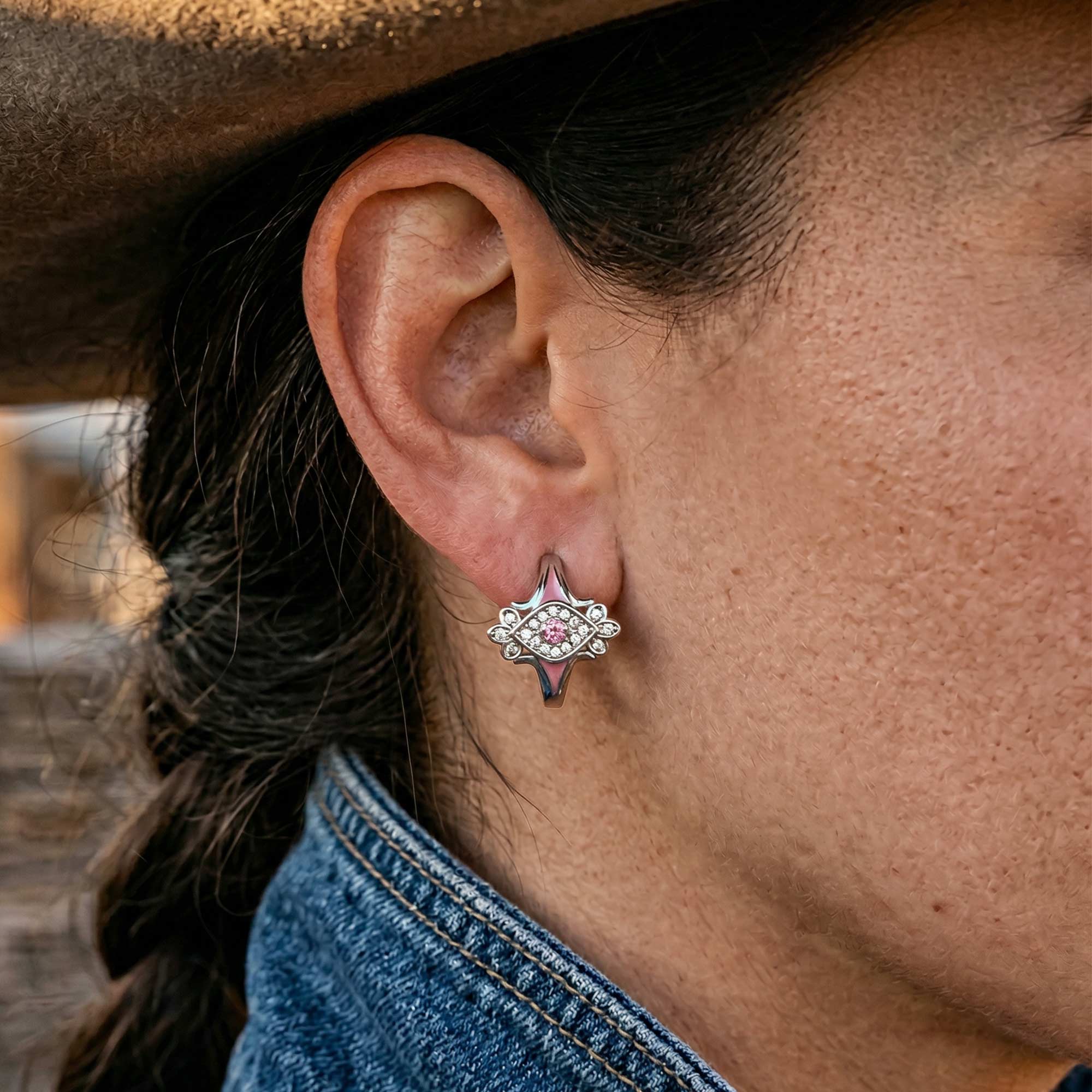 Eagle's Feather Earrings - Rose Quartz