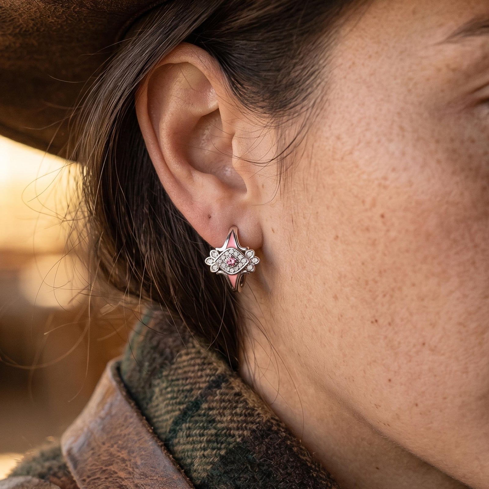 Eagle's Feather Earrings - Rose Quartz