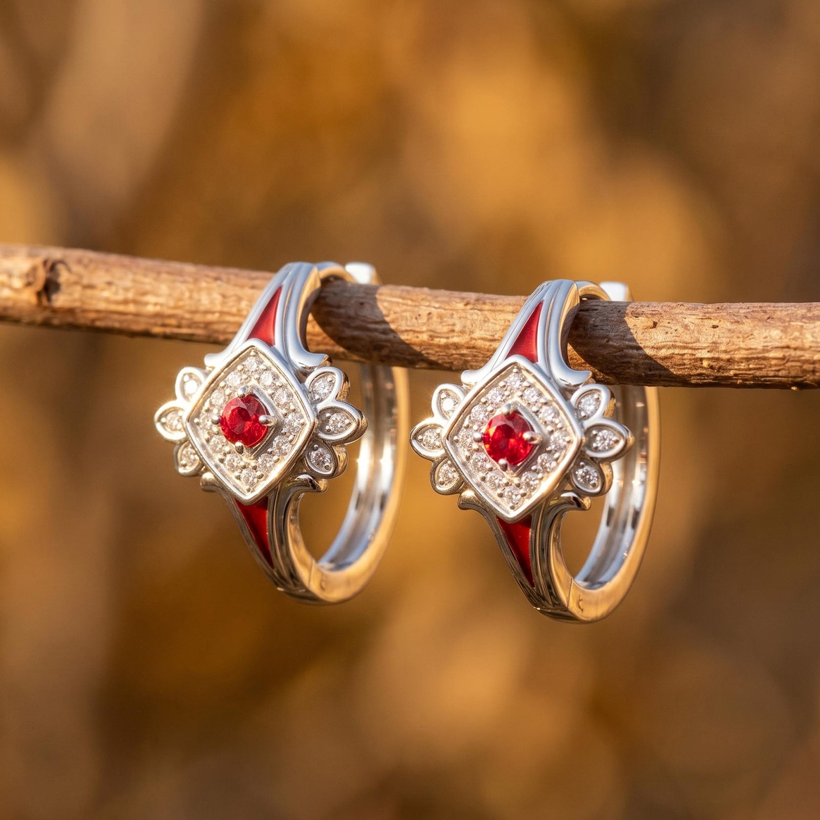 Eagle's Feather Earrings - Ruby