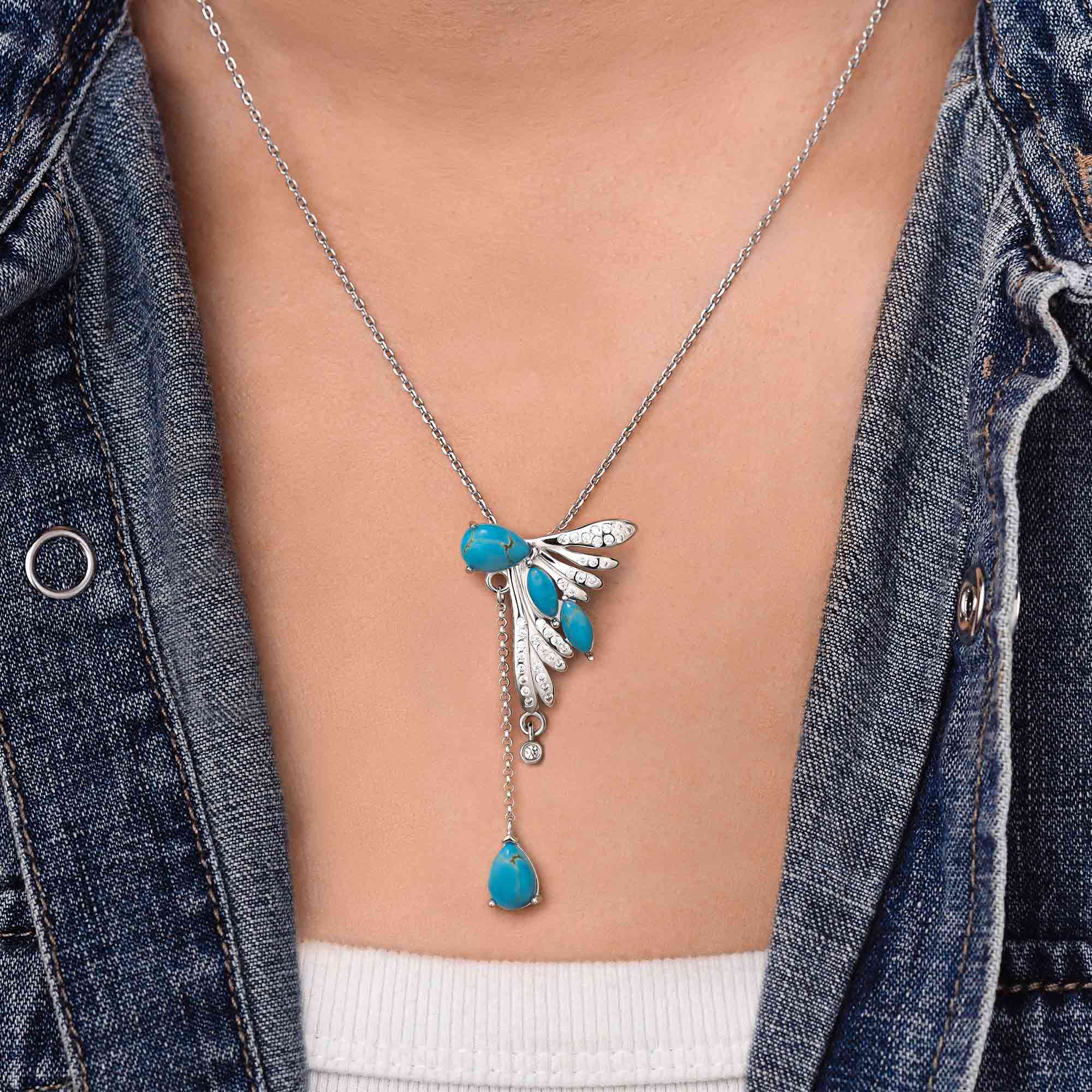 Elegant Dragonfly Necklace - Turquoise