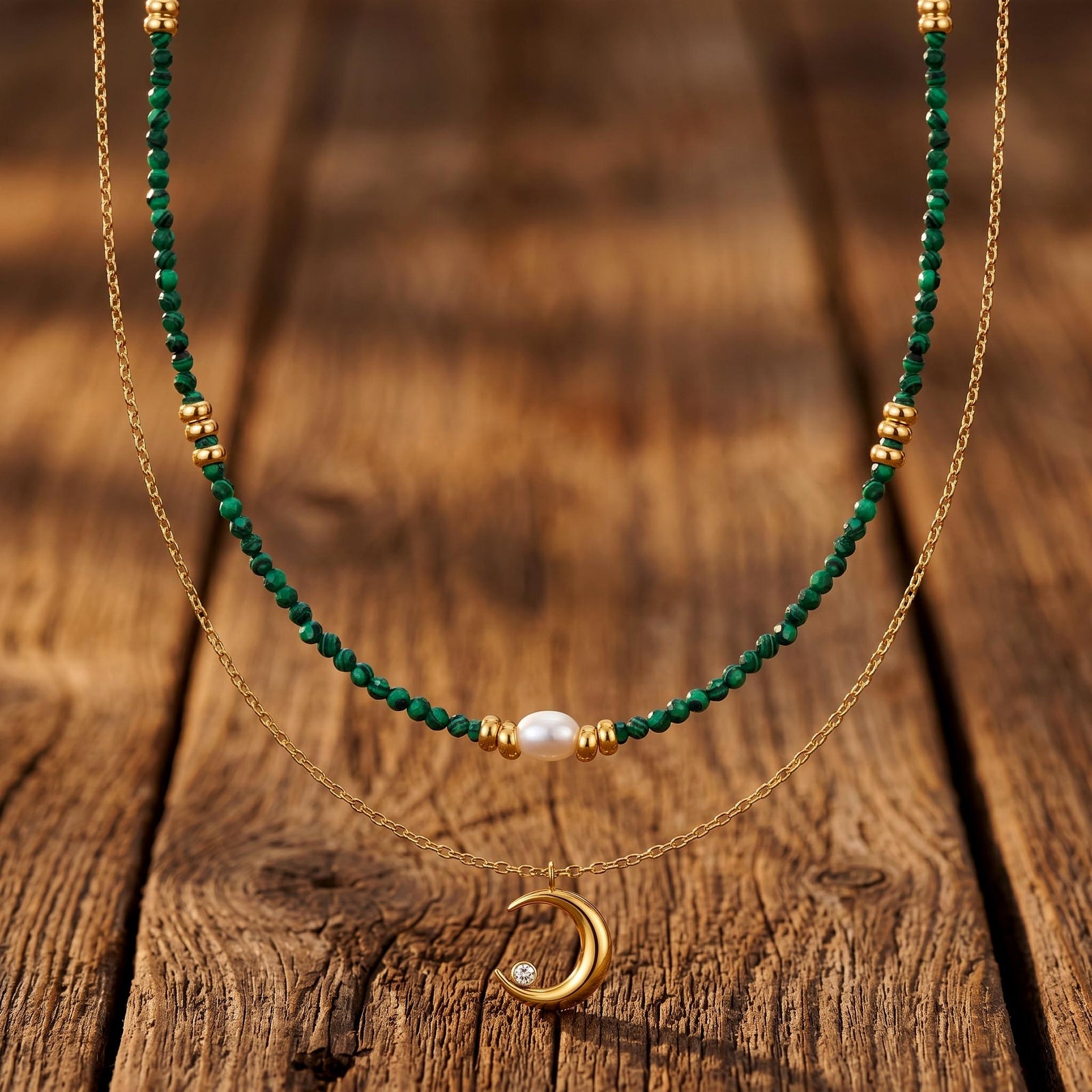 Emerald Crescent Necklace