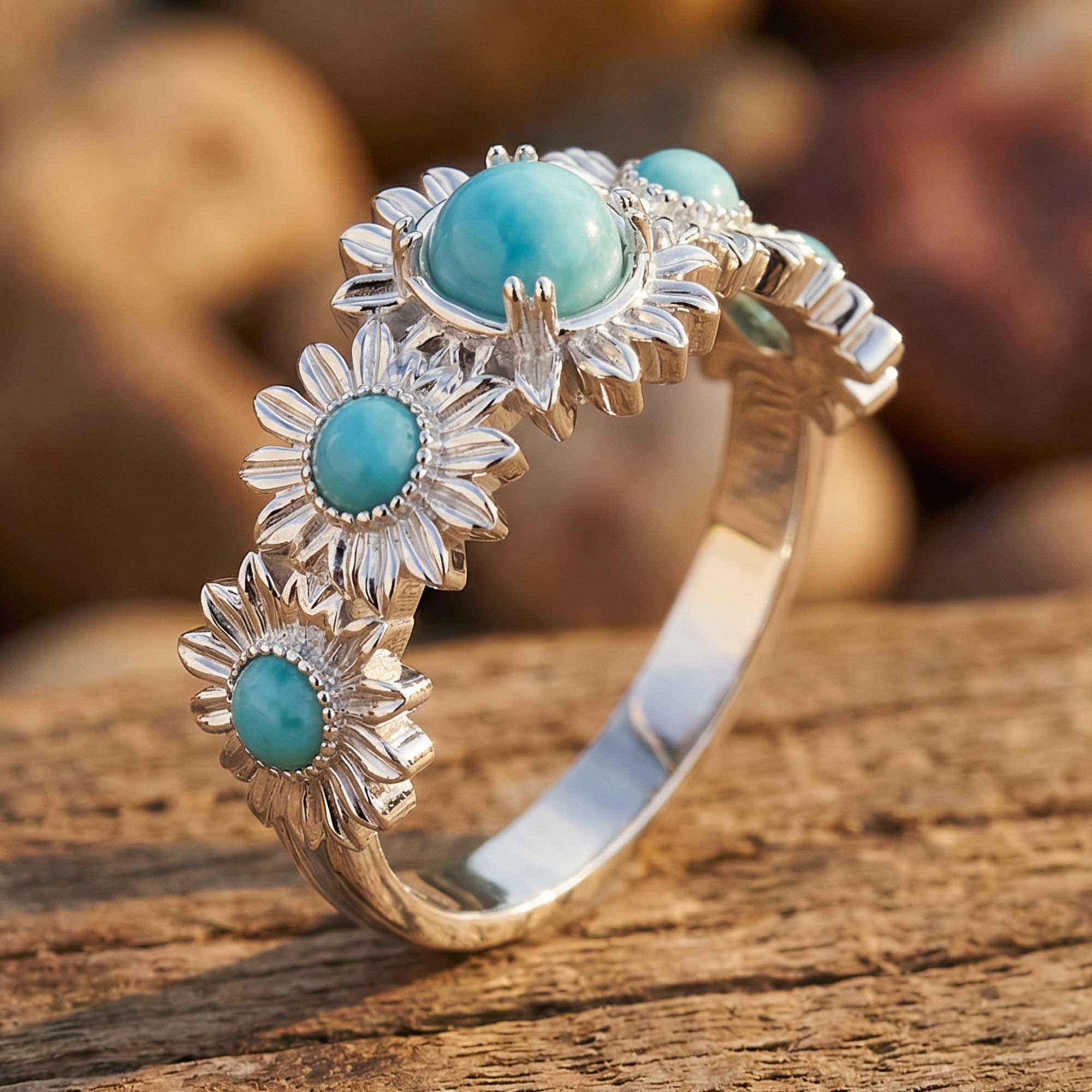 Fierce Blossom Ring - Turquoise