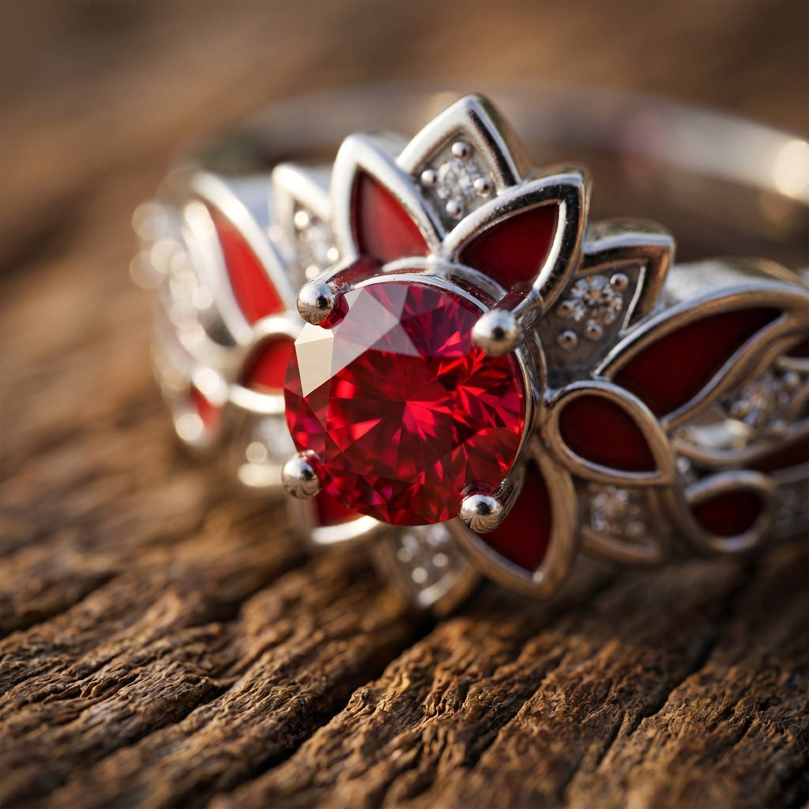 Garden Orchestra Ring - Ruby & Red