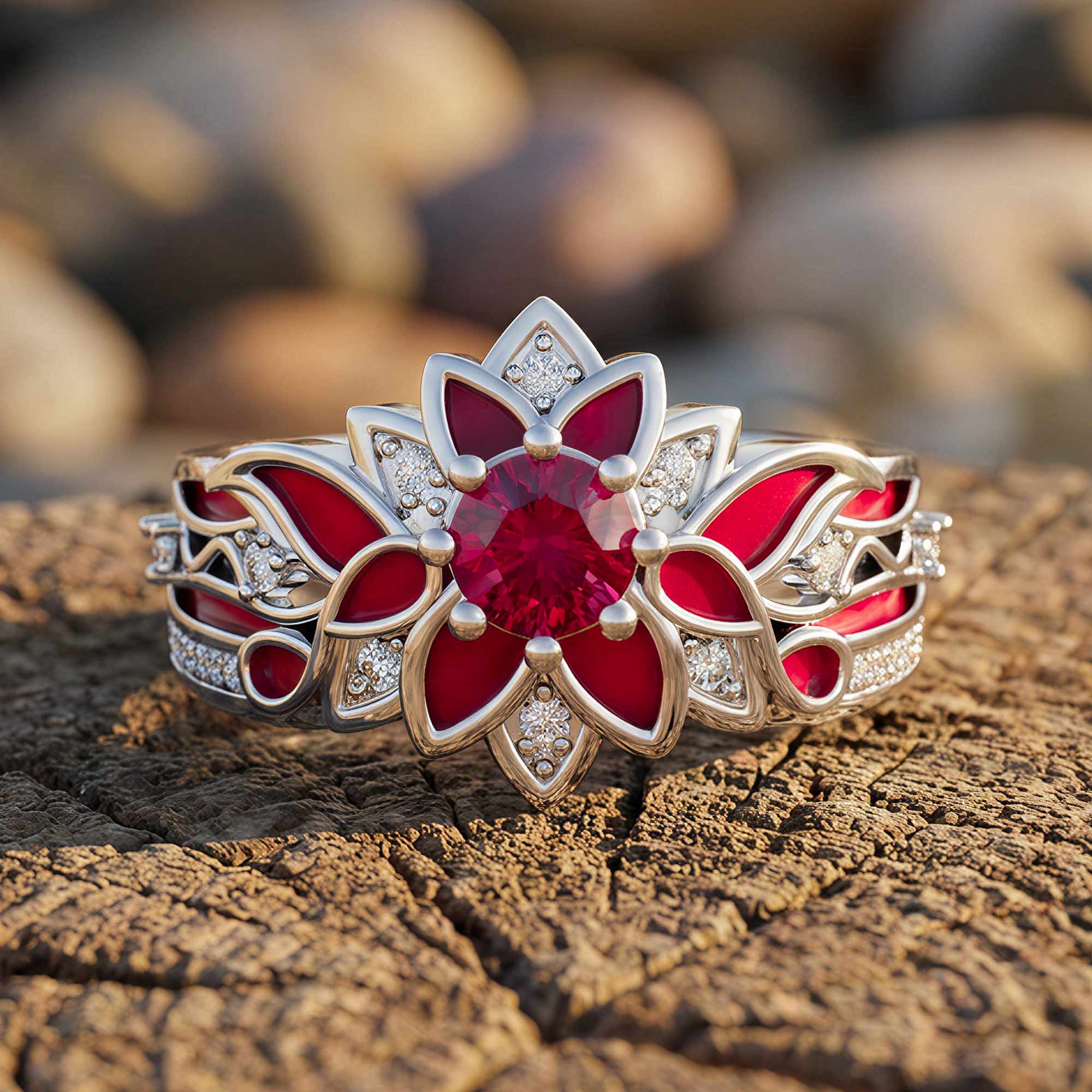 Garden Orchestra Ring - Ruby & Red