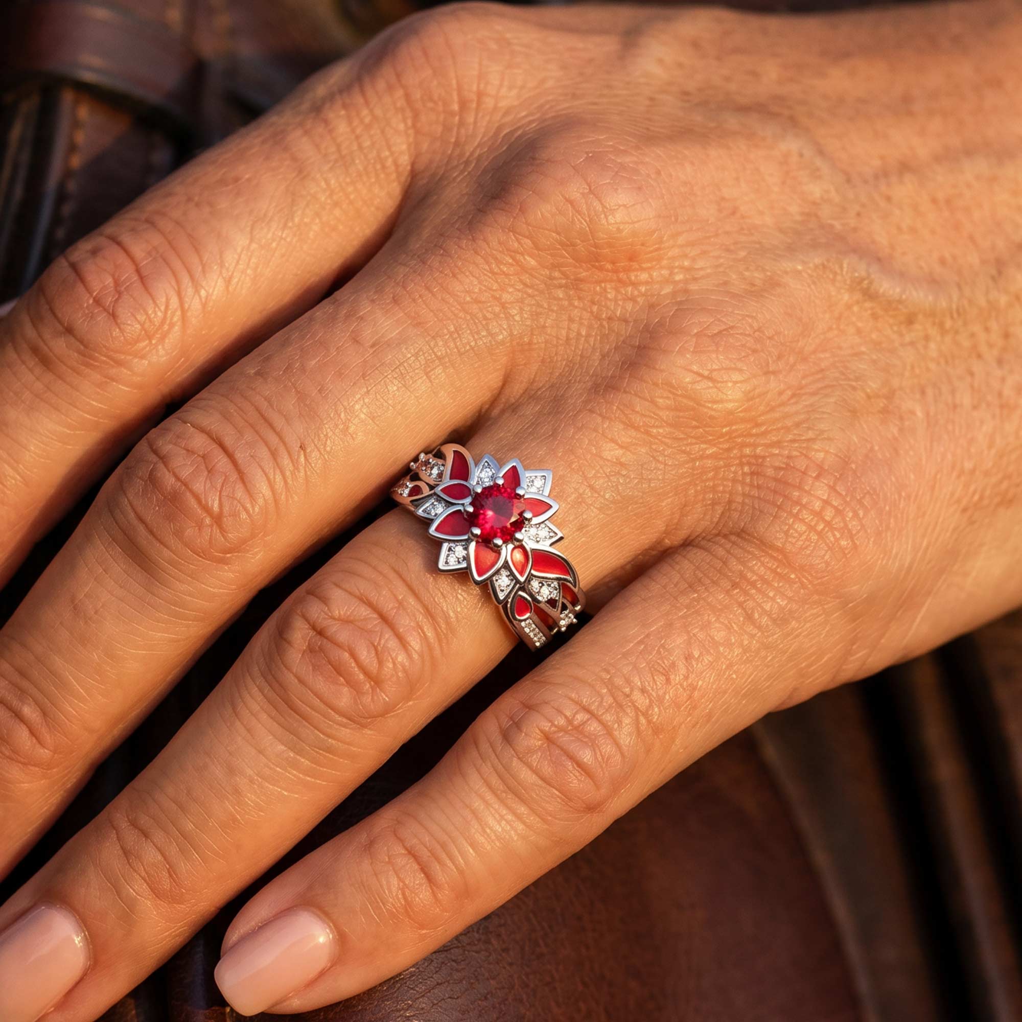 Garden Orchestra Ring - Ruby & Red