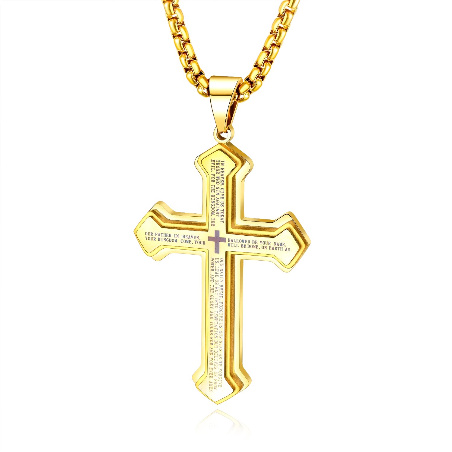 Stainless Steel Bible Text Cross Pendant