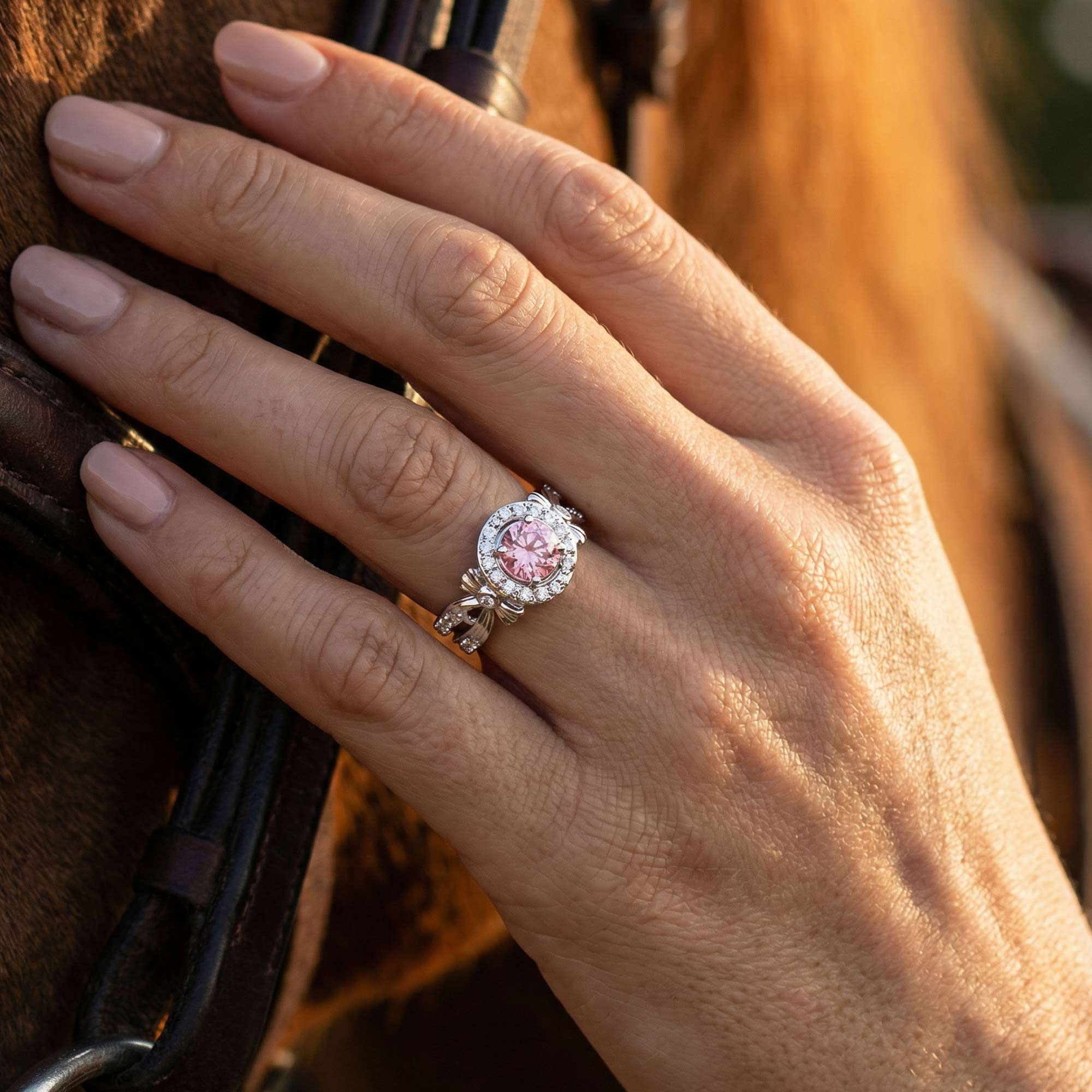 Graceful Bow Entwined Ring - Rose Quartz