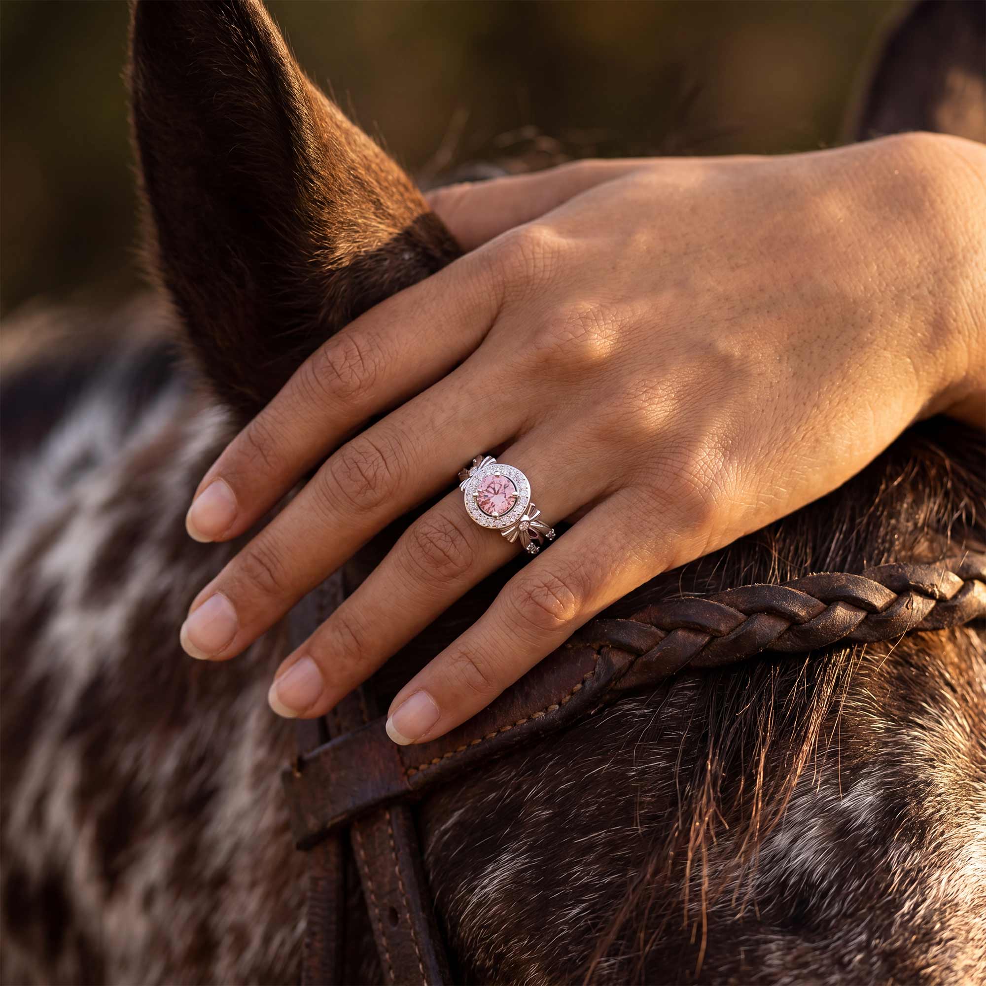 Graceful Bow Entwined Ring - Rose Quartz
