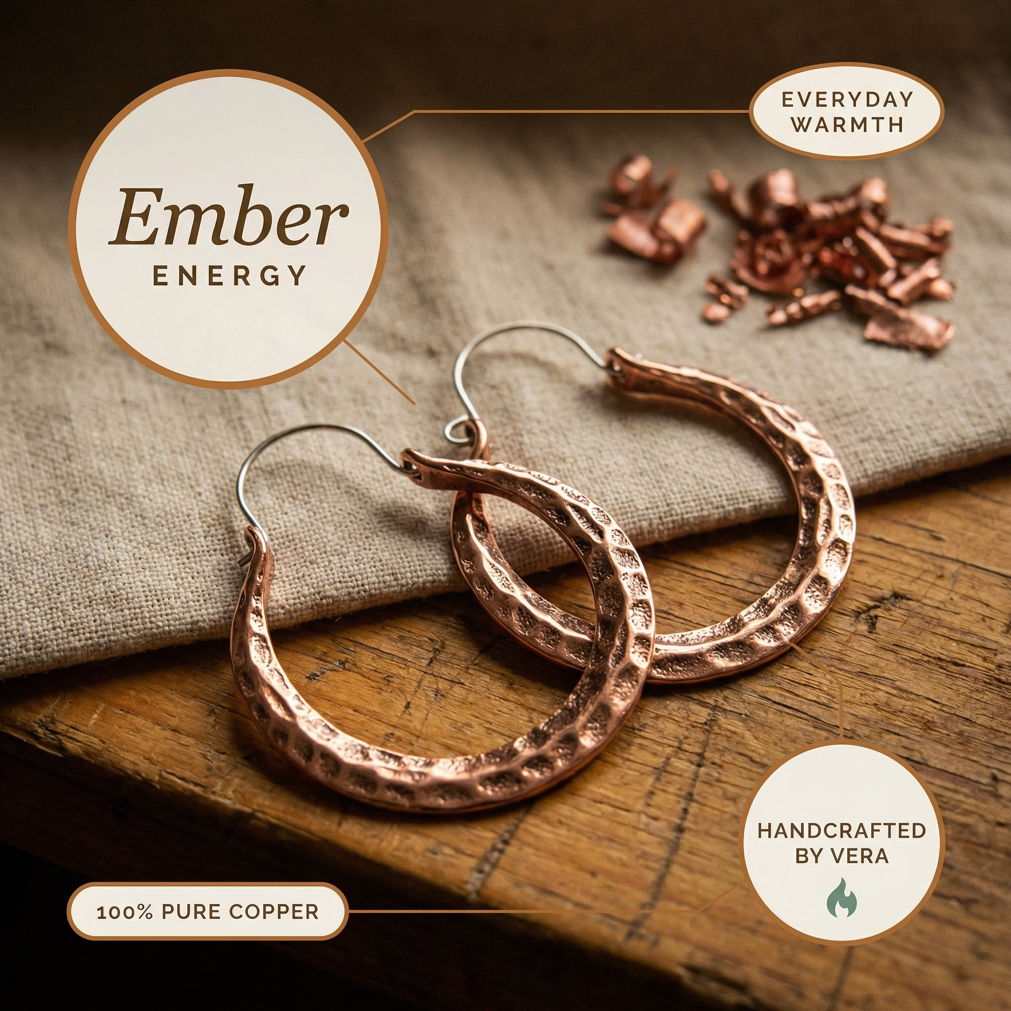 Copper Jewelry Ember Copper Earrings