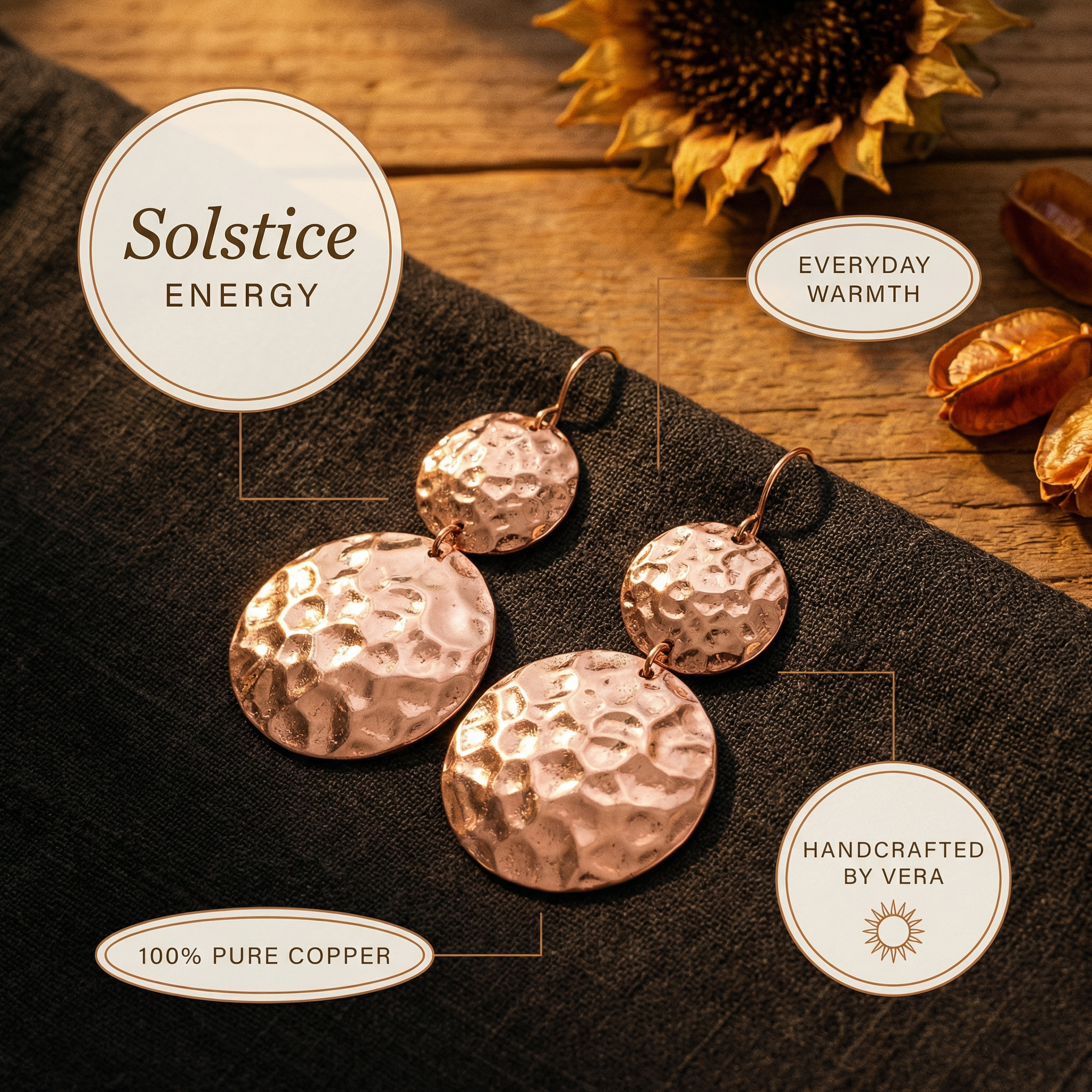 Copper Jewelry Solstice Copper Earrings