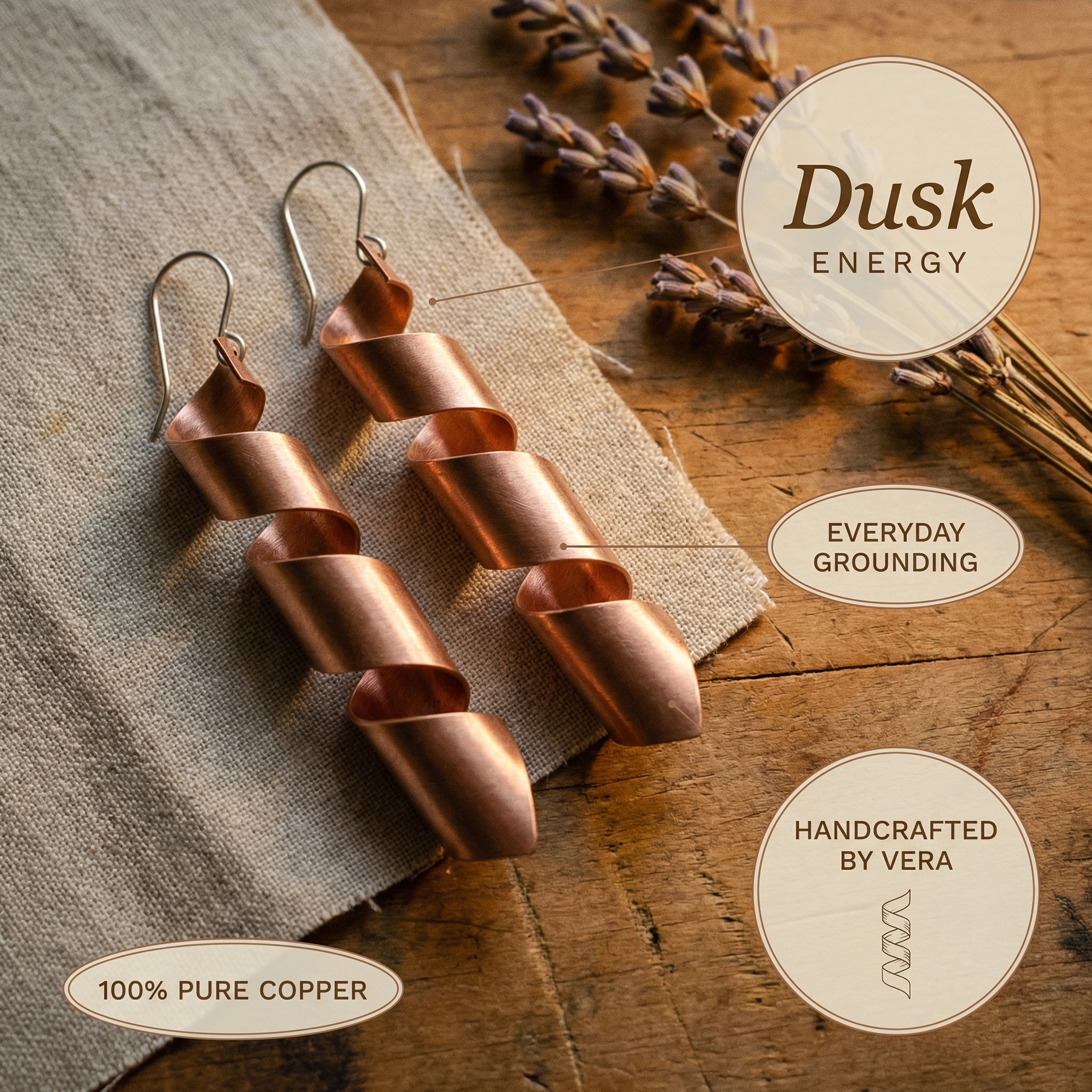 Copper Jewelry Dusk Copper Earrings