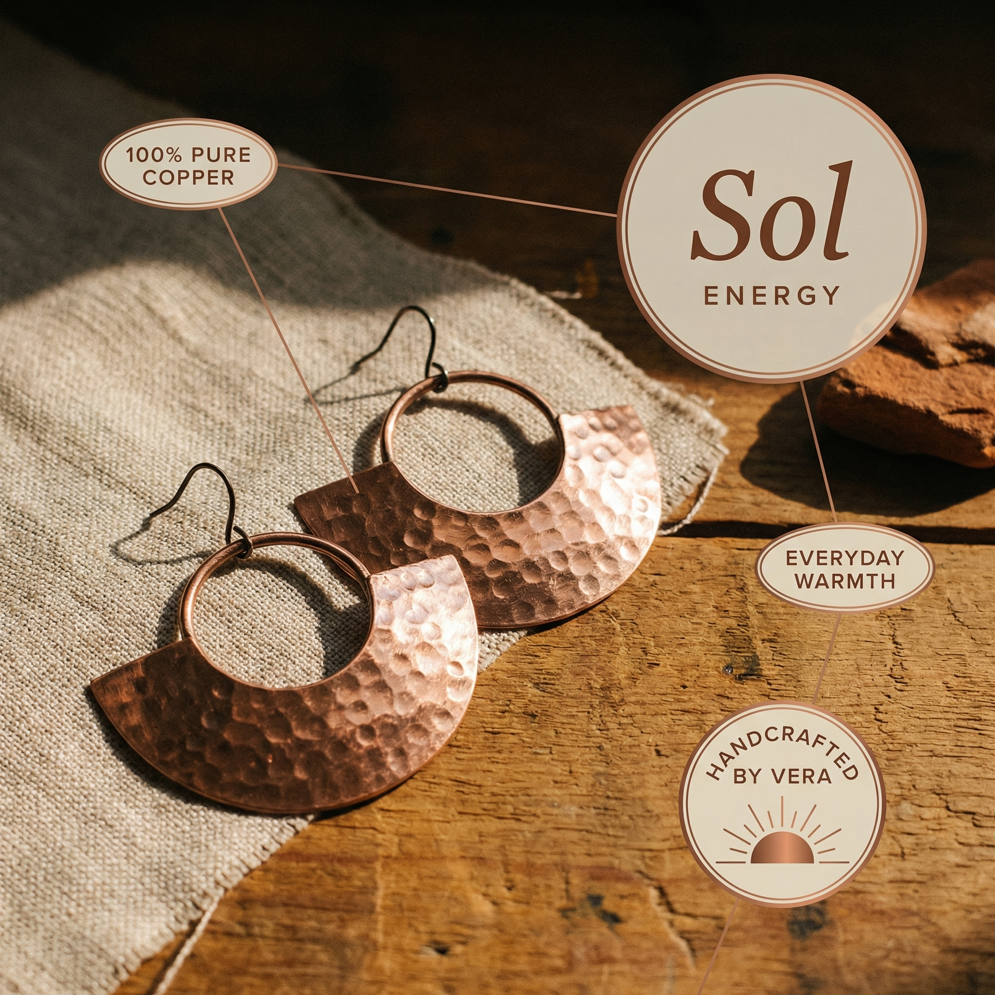 Copper Jewelry Sol Copper Earrings