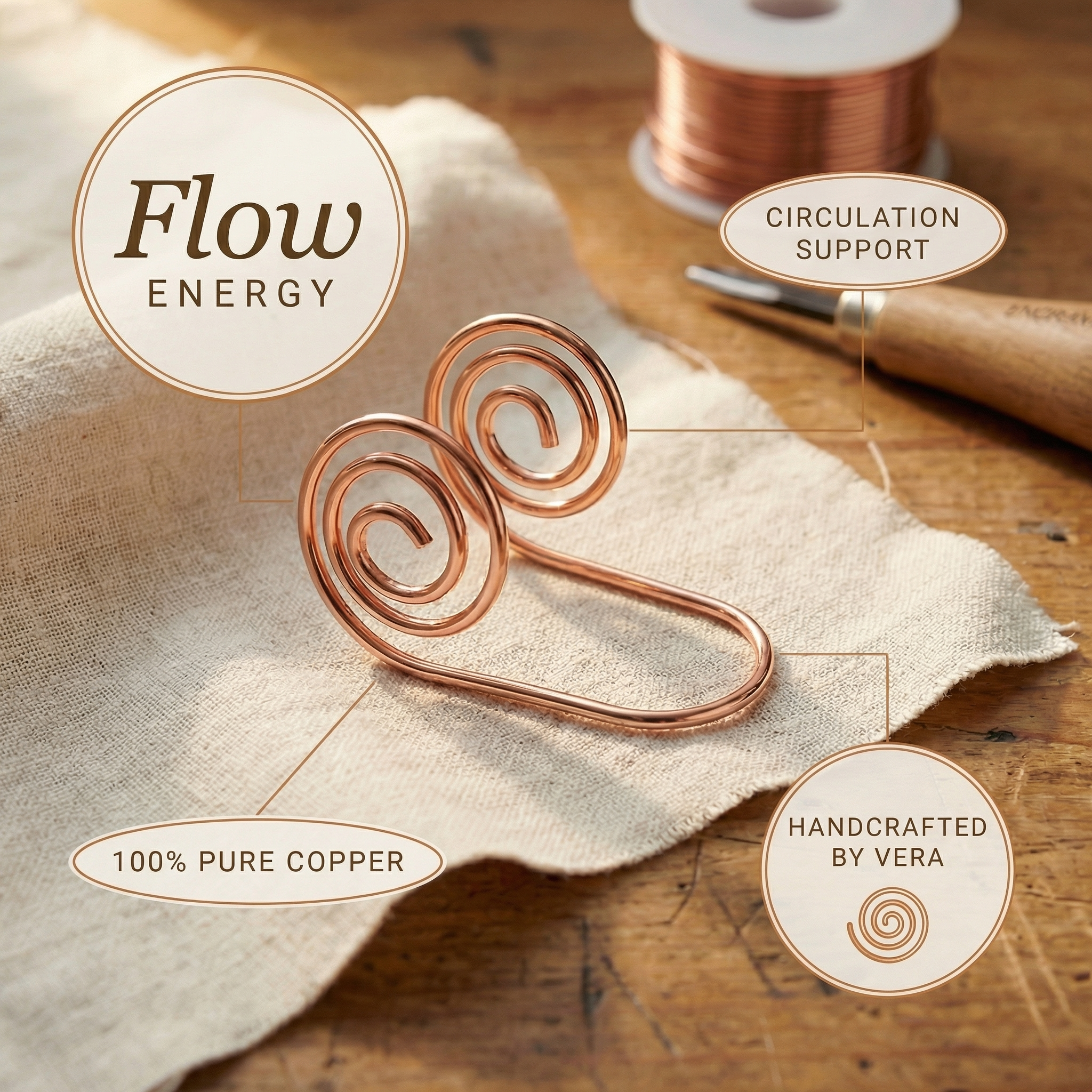 Copper Jewelry Flow Copper Hand Spiral