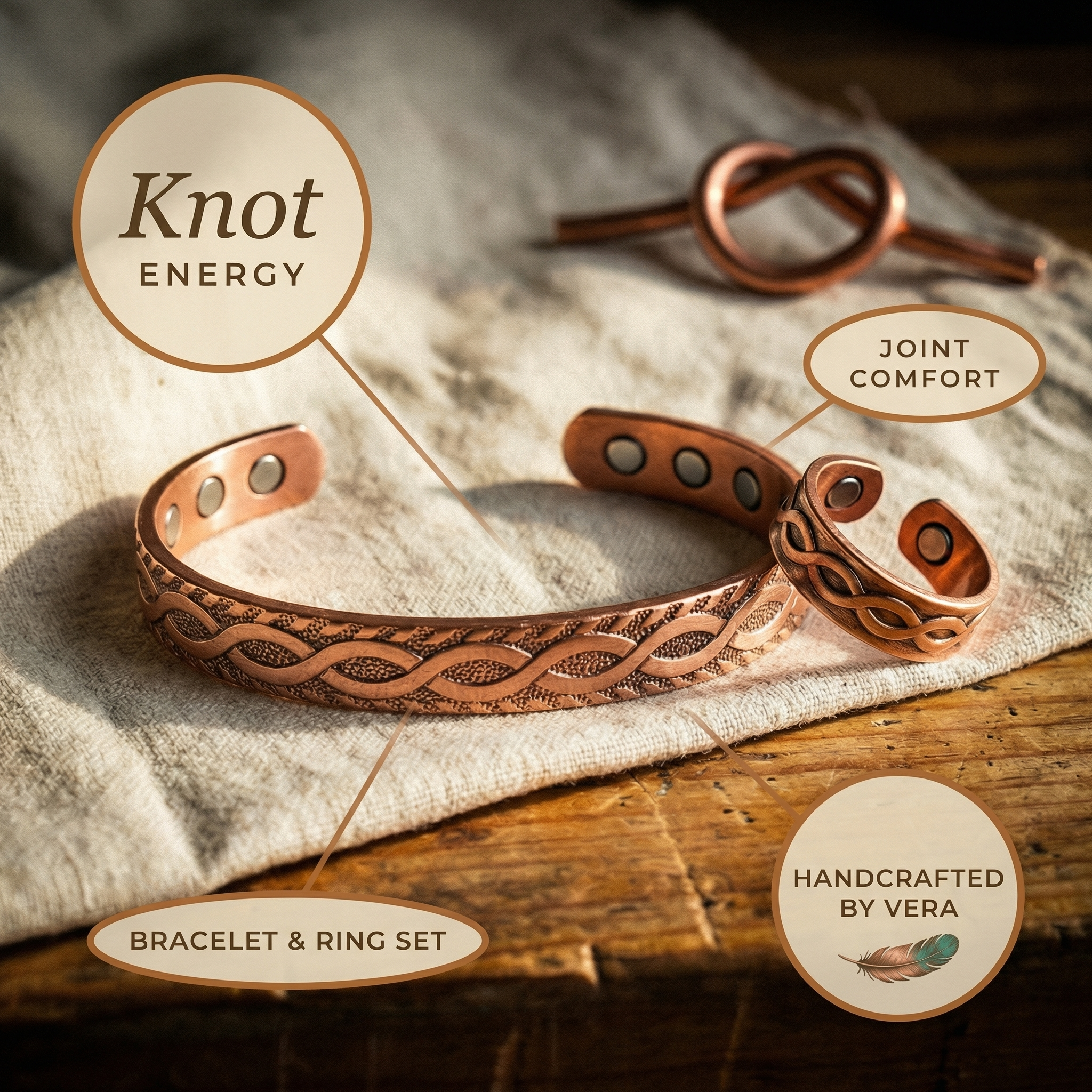 Copper Jewelry Knot Copper Set