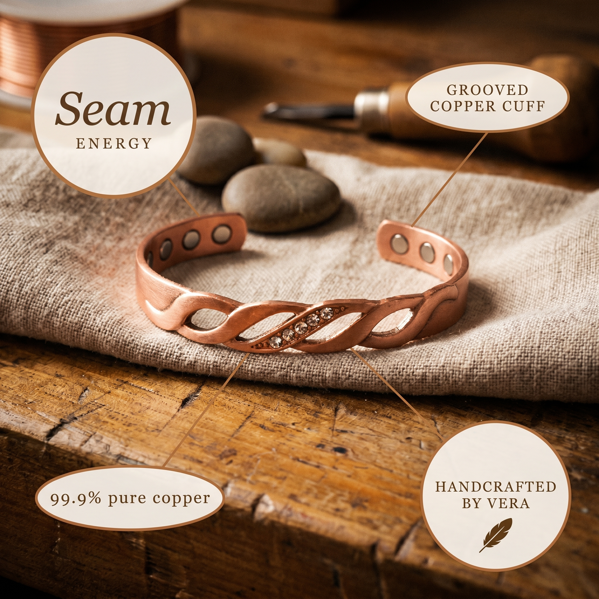 Copper Jewelry Seam Copper Bracelet