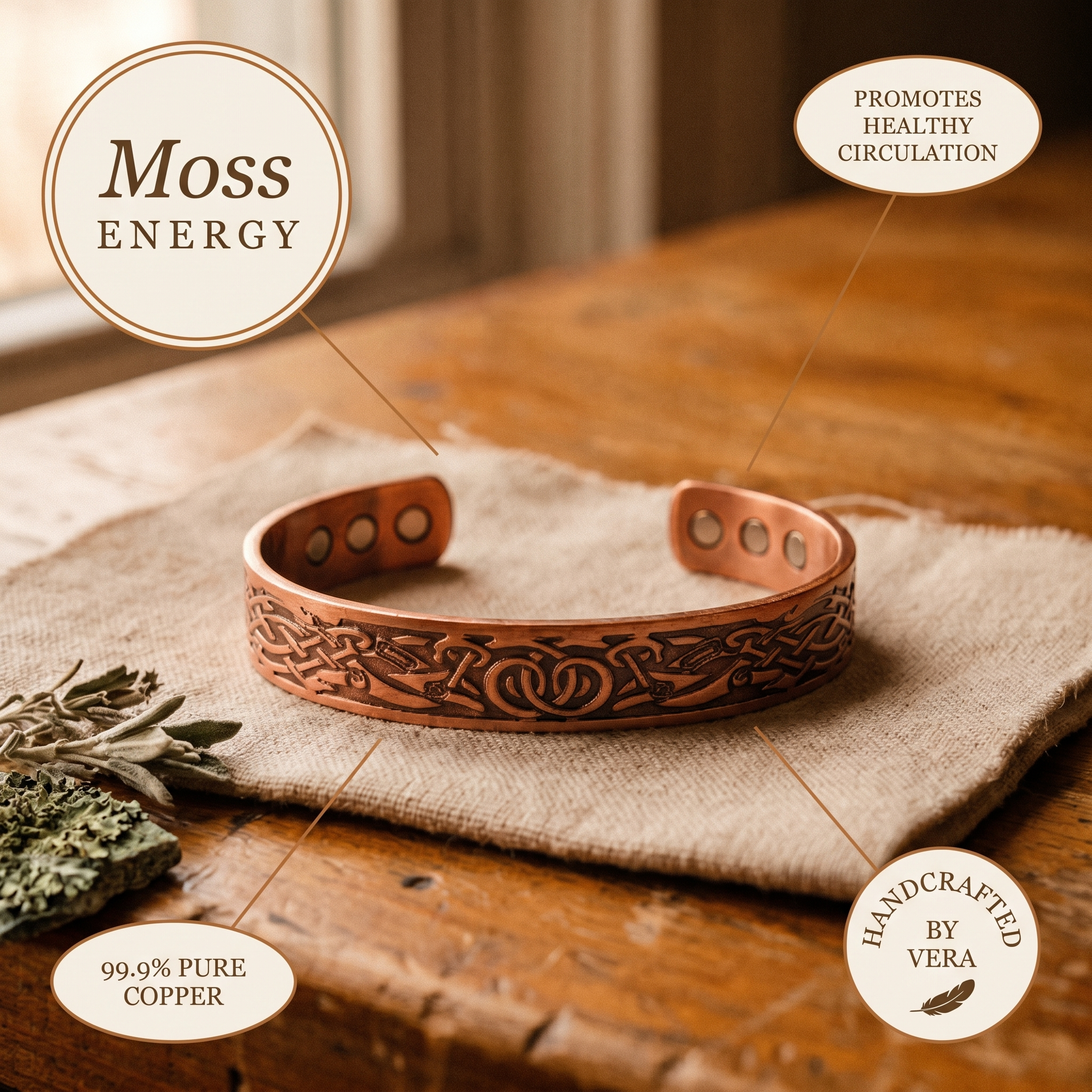 Copper Jewelry Moss Copper Bracelet