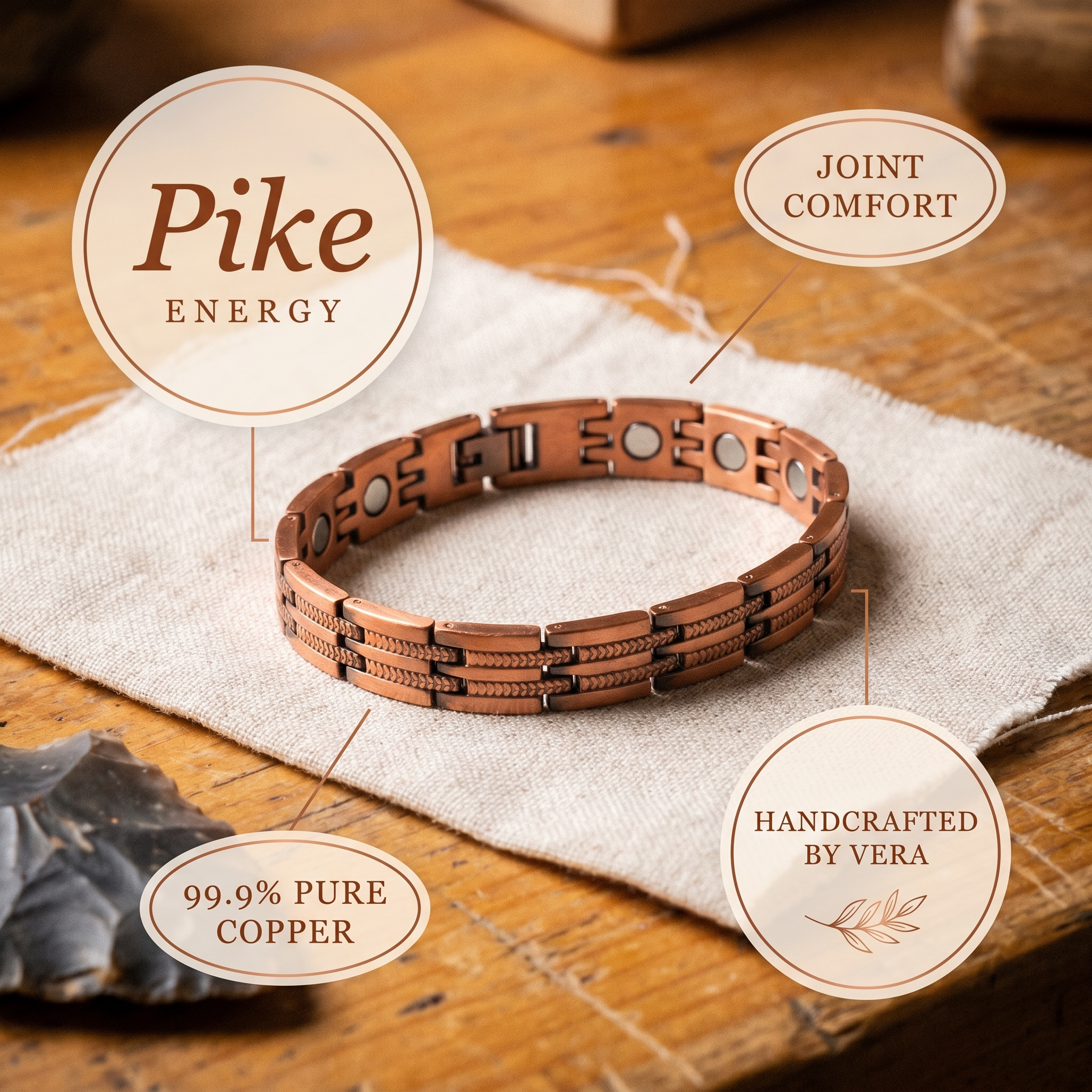 Copper Jewelry Pike Men's Copper Bracelet