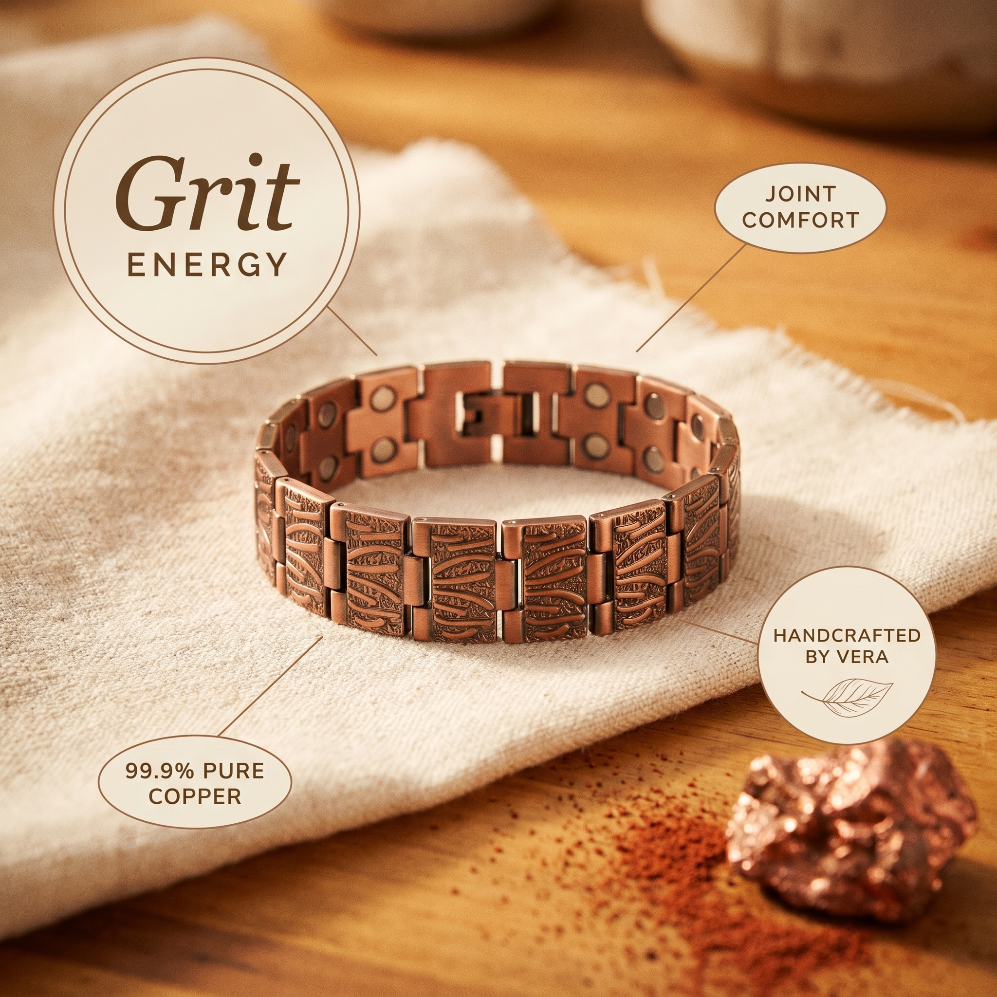 Copper Jewelry Grit Men's Copper Bracelet