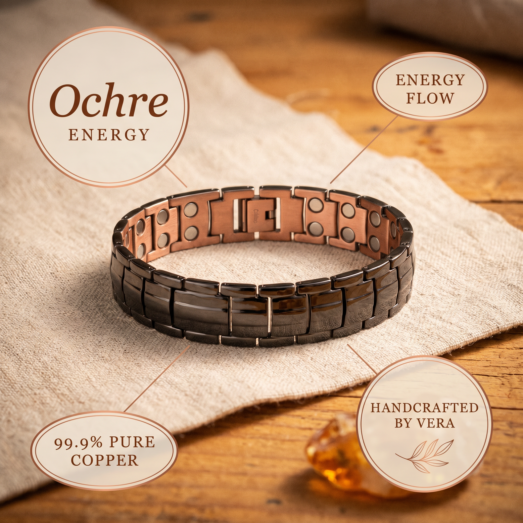 Copper Jewelry Ochre Men's Copper Bracelet