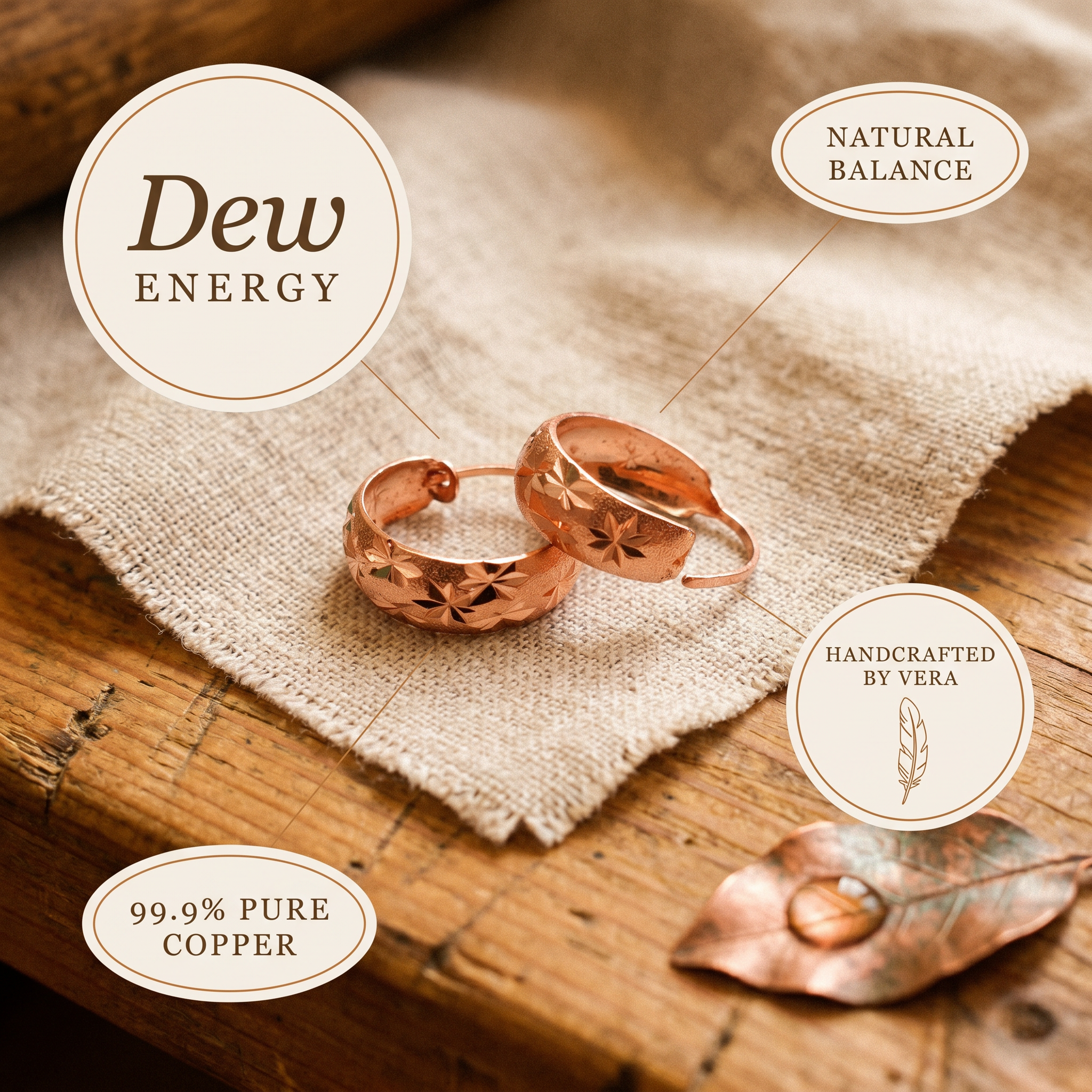 Copper Jewelry Dew Copper Earrings