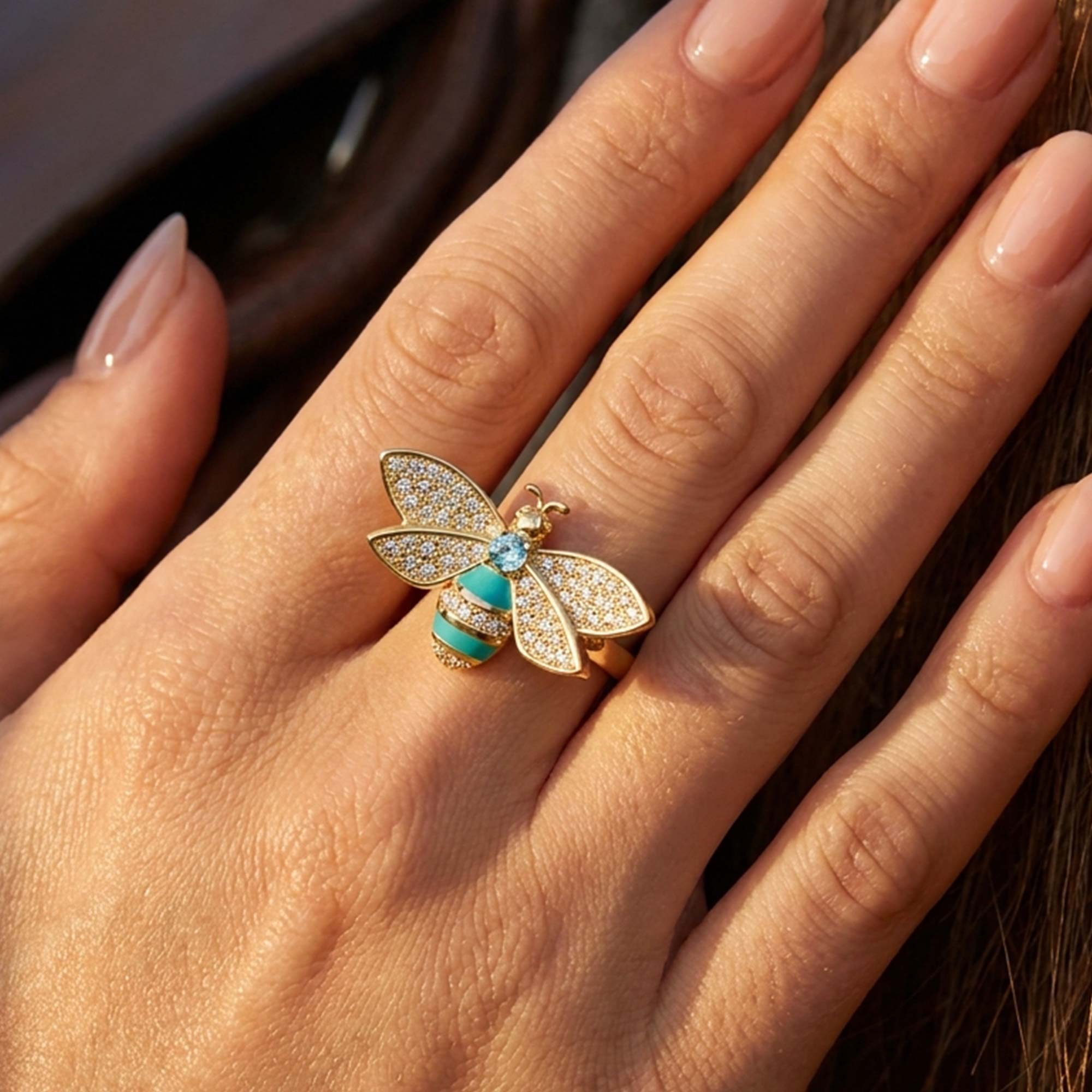 Hive Echo Ring - Aquamarine