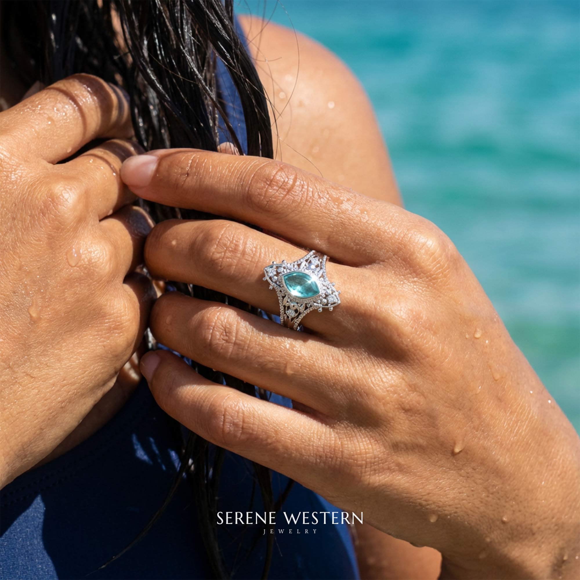 Holy Prayer Ring - Aquamarine