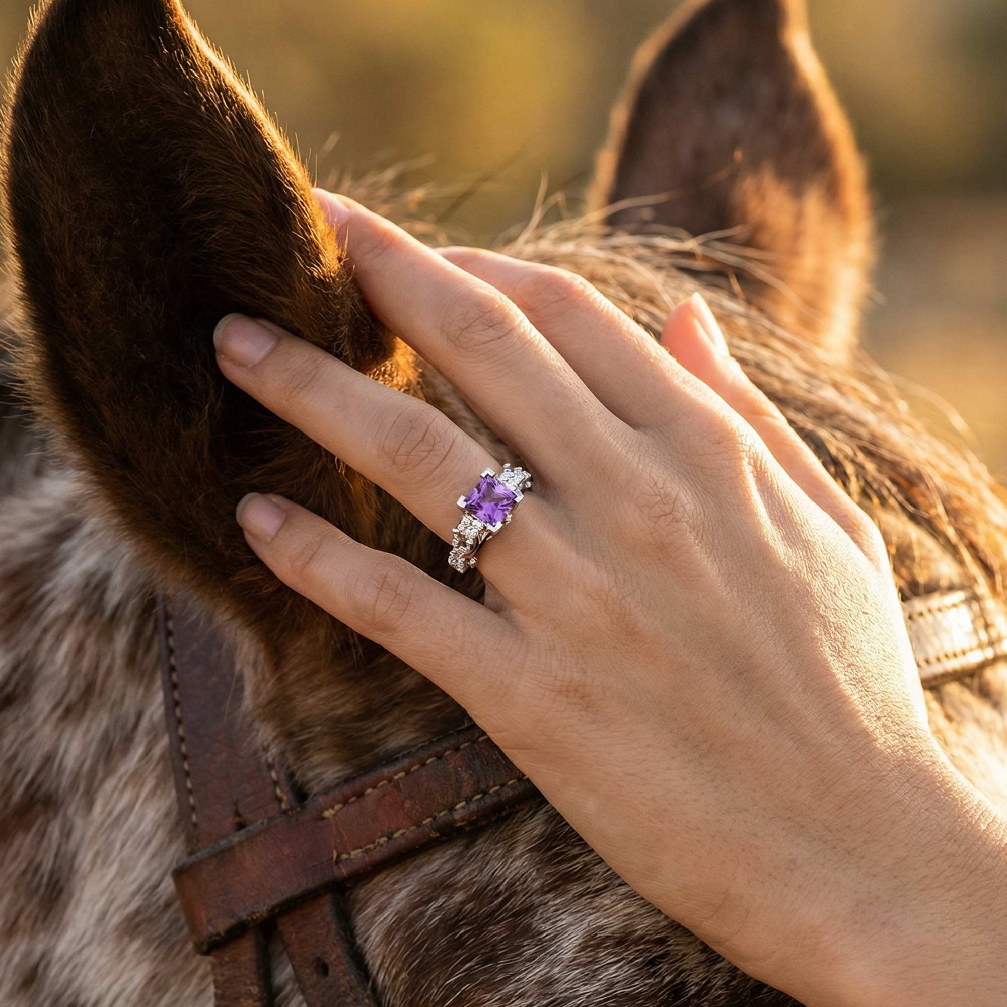 Love Rivet Ring - Amethyst