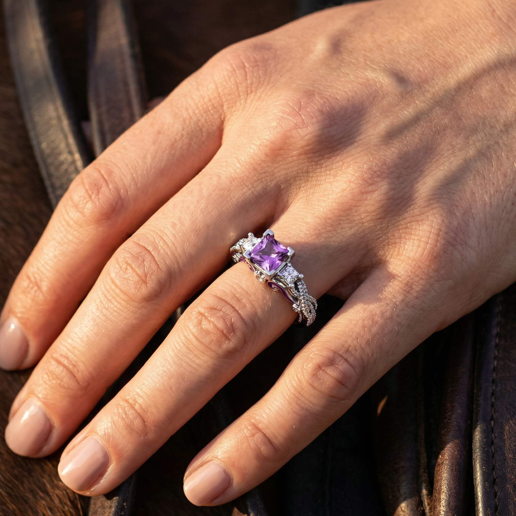Love Rivet Ring - Amethyst