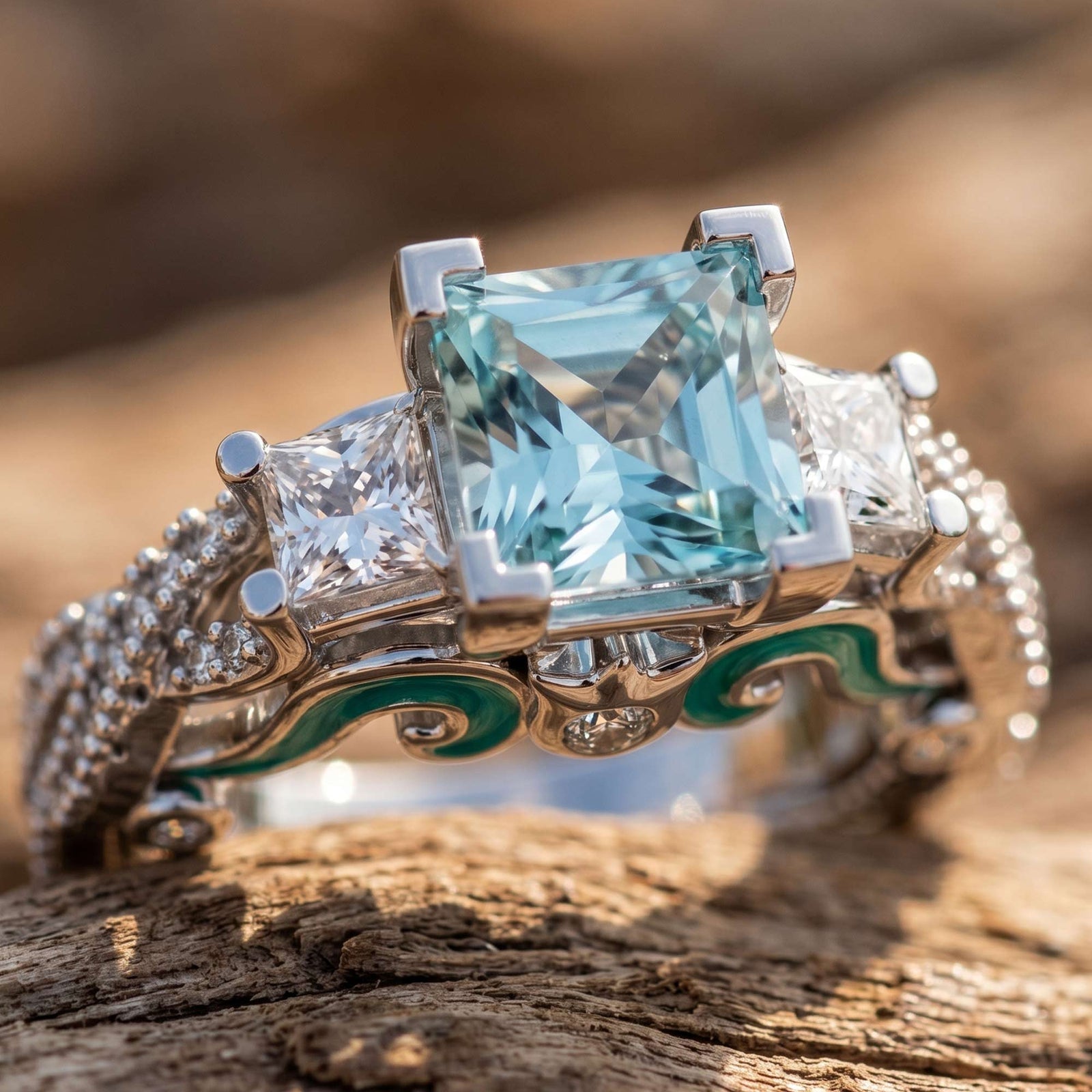 Love Rivet Ring - Aquamarine