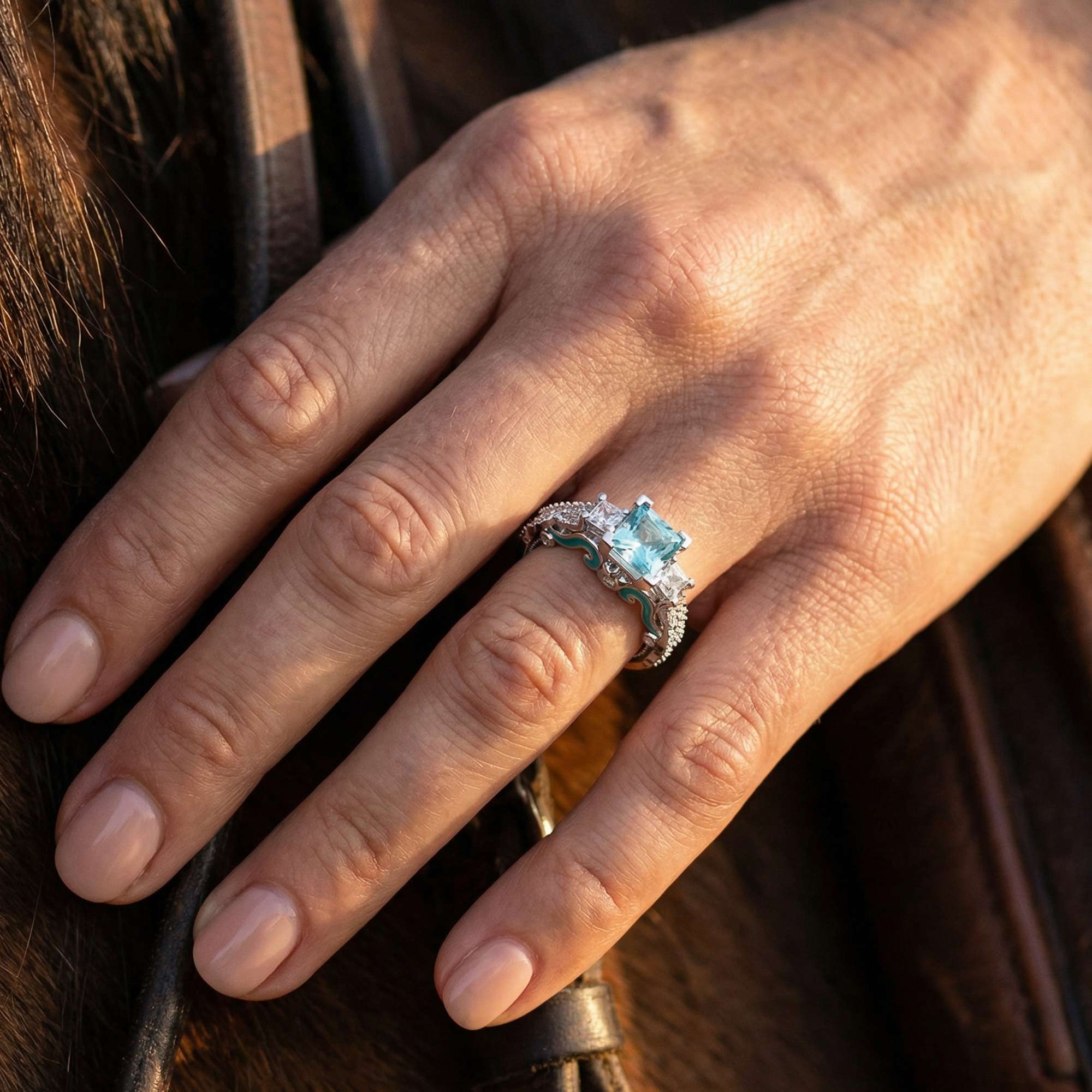 Love Rivet Ring - Aquamarine