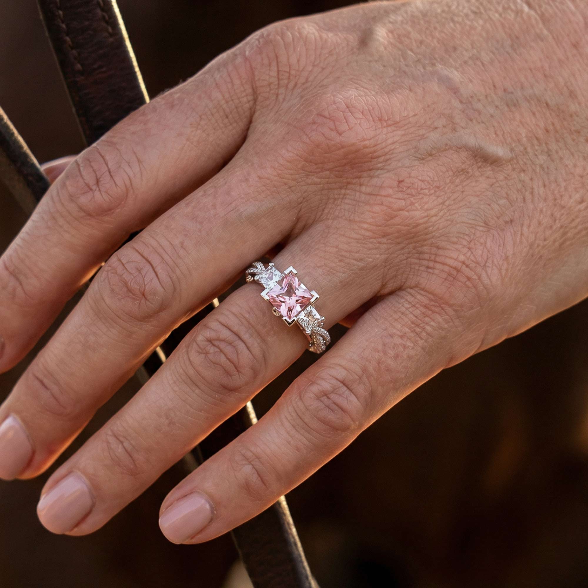Love Rivet Ring - Rose Quartz