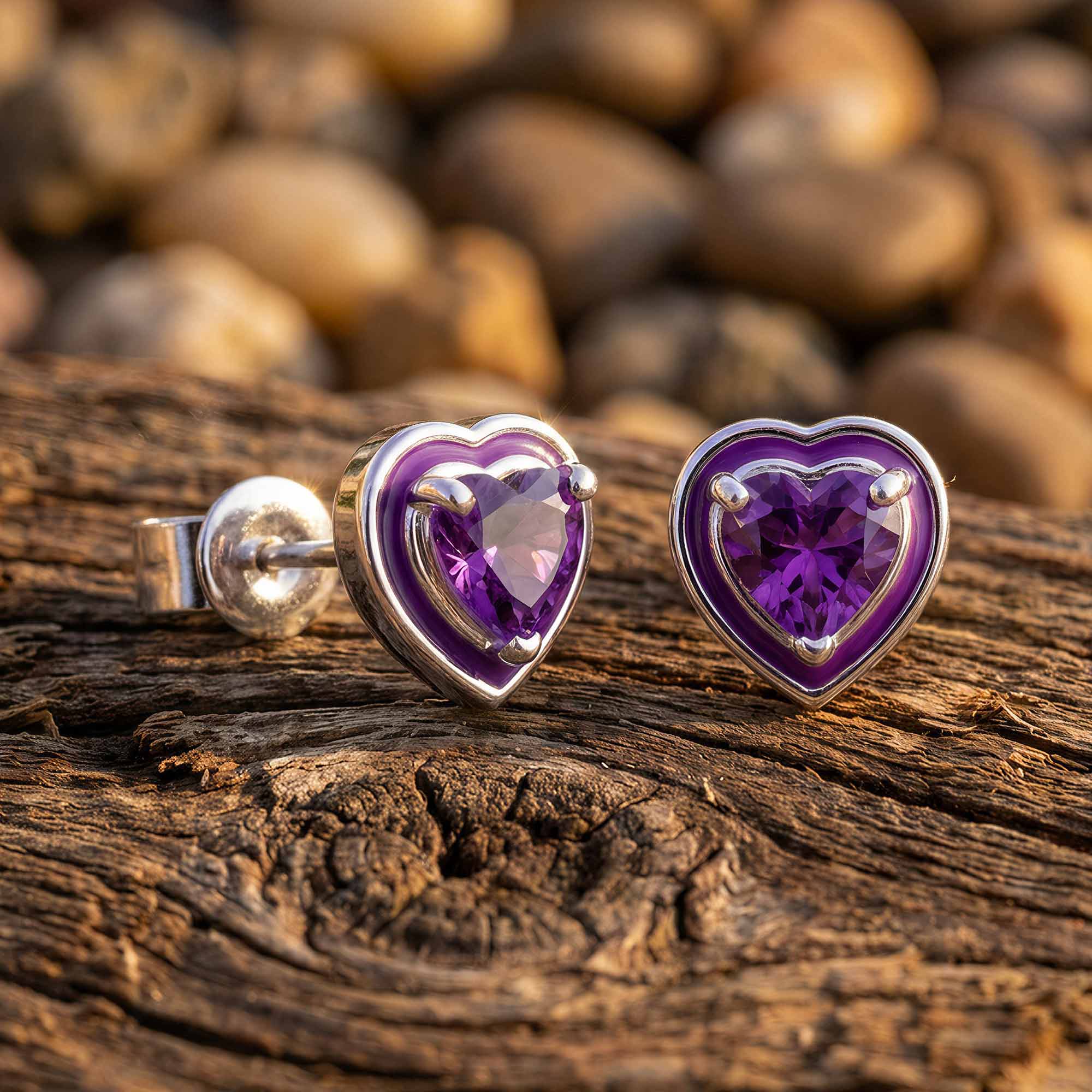 Loyal Heart Earrings - Amethyst