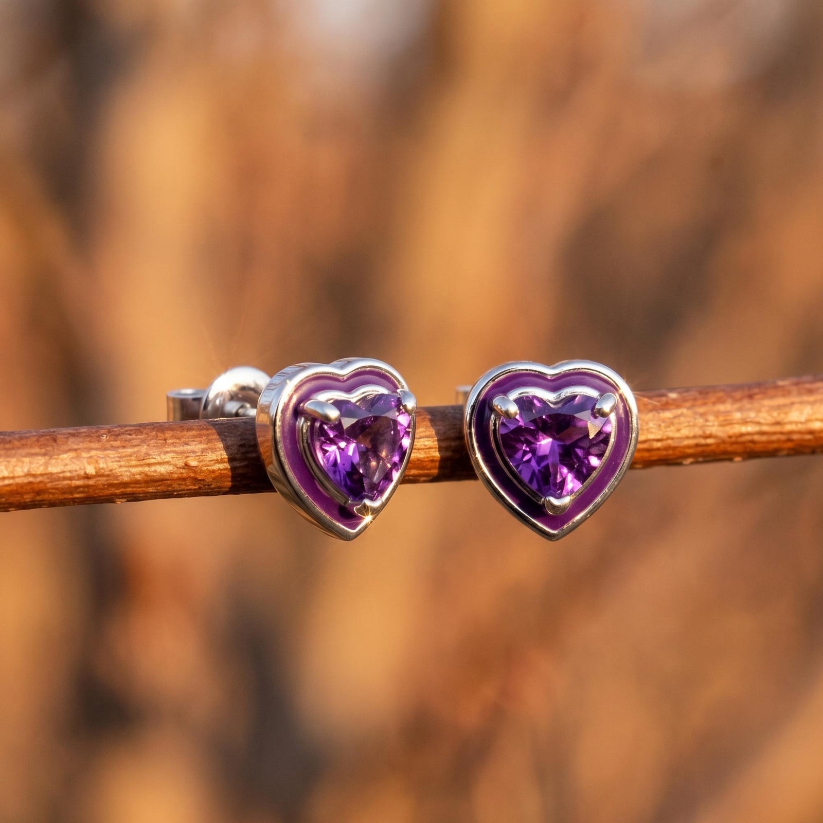 Loyal Heart Earrings - Amethyst