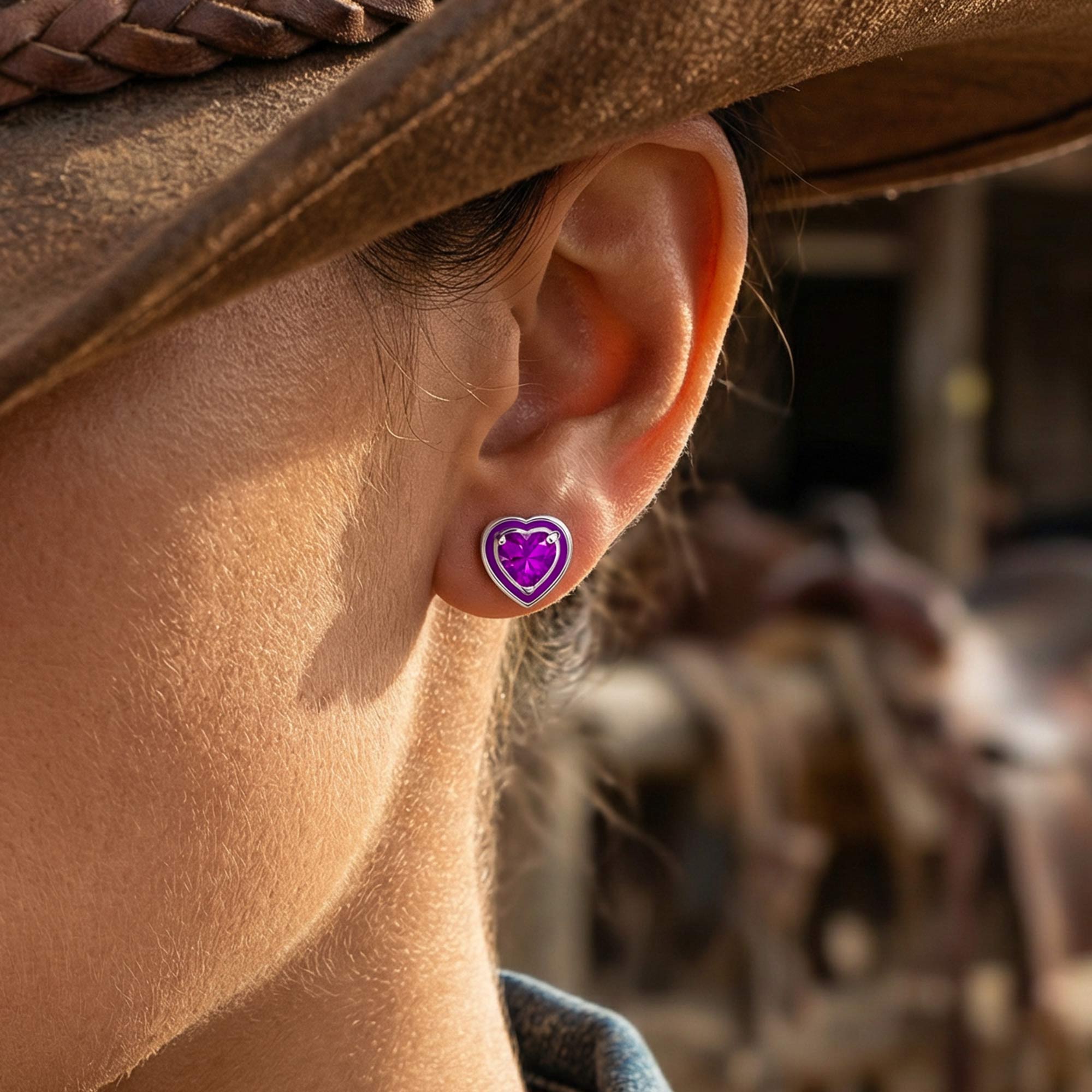 Loyal Heart Earrings - Amethyst