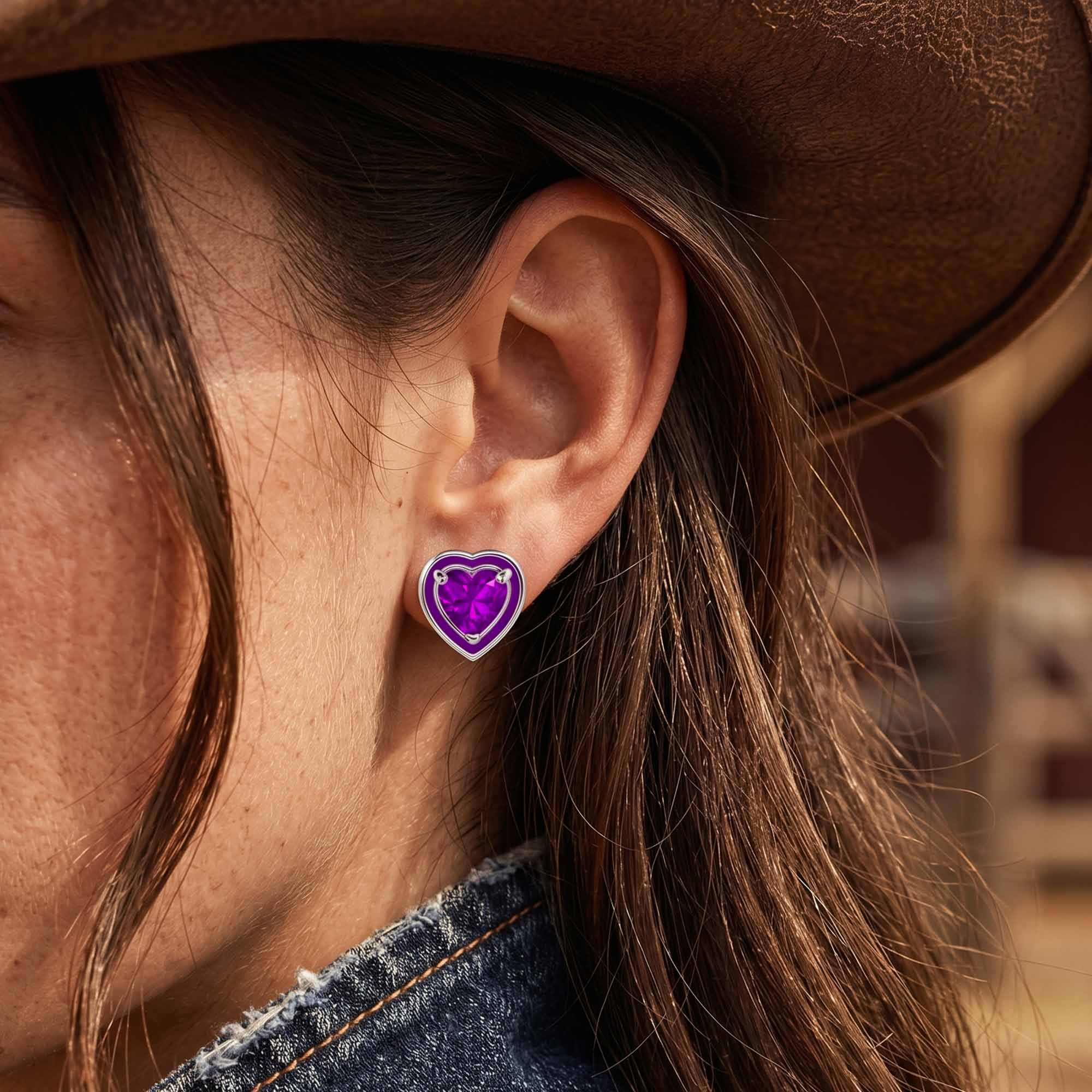 Loyal Heart Earrings - Amethyst