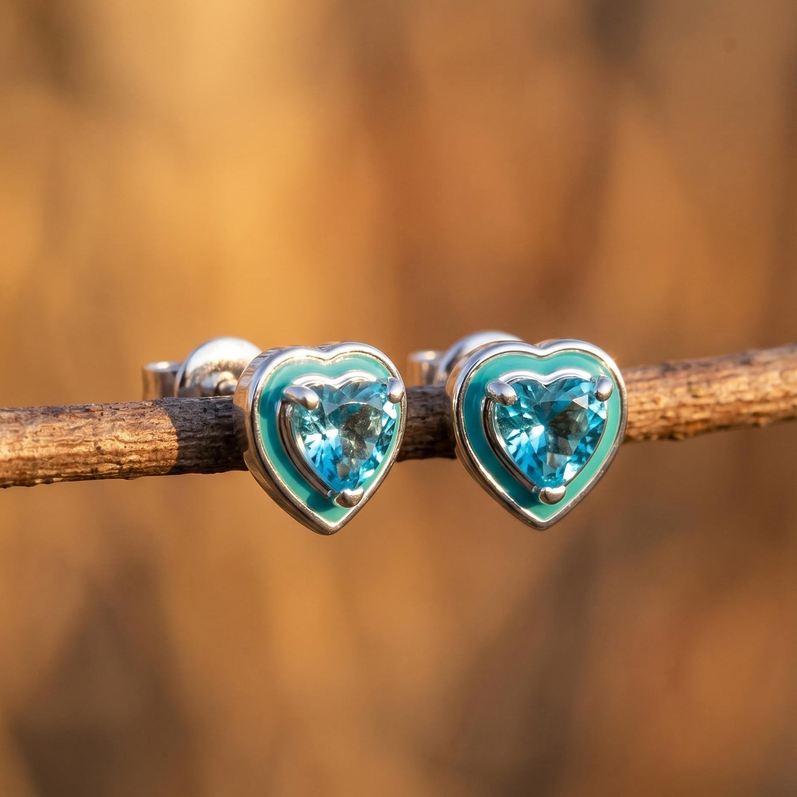 Loyal Heart Earrings - Aquamarine